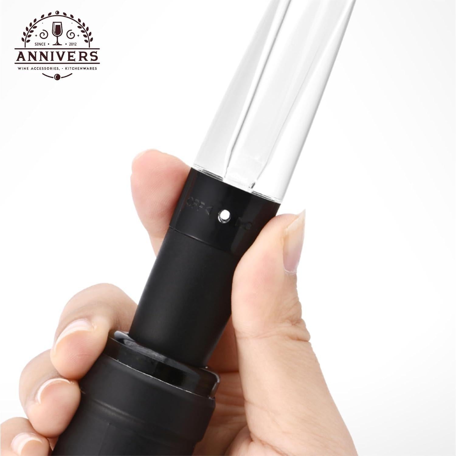Aireador de Vino ANNIVERS con Válvula y Boquilla Sin Goteo