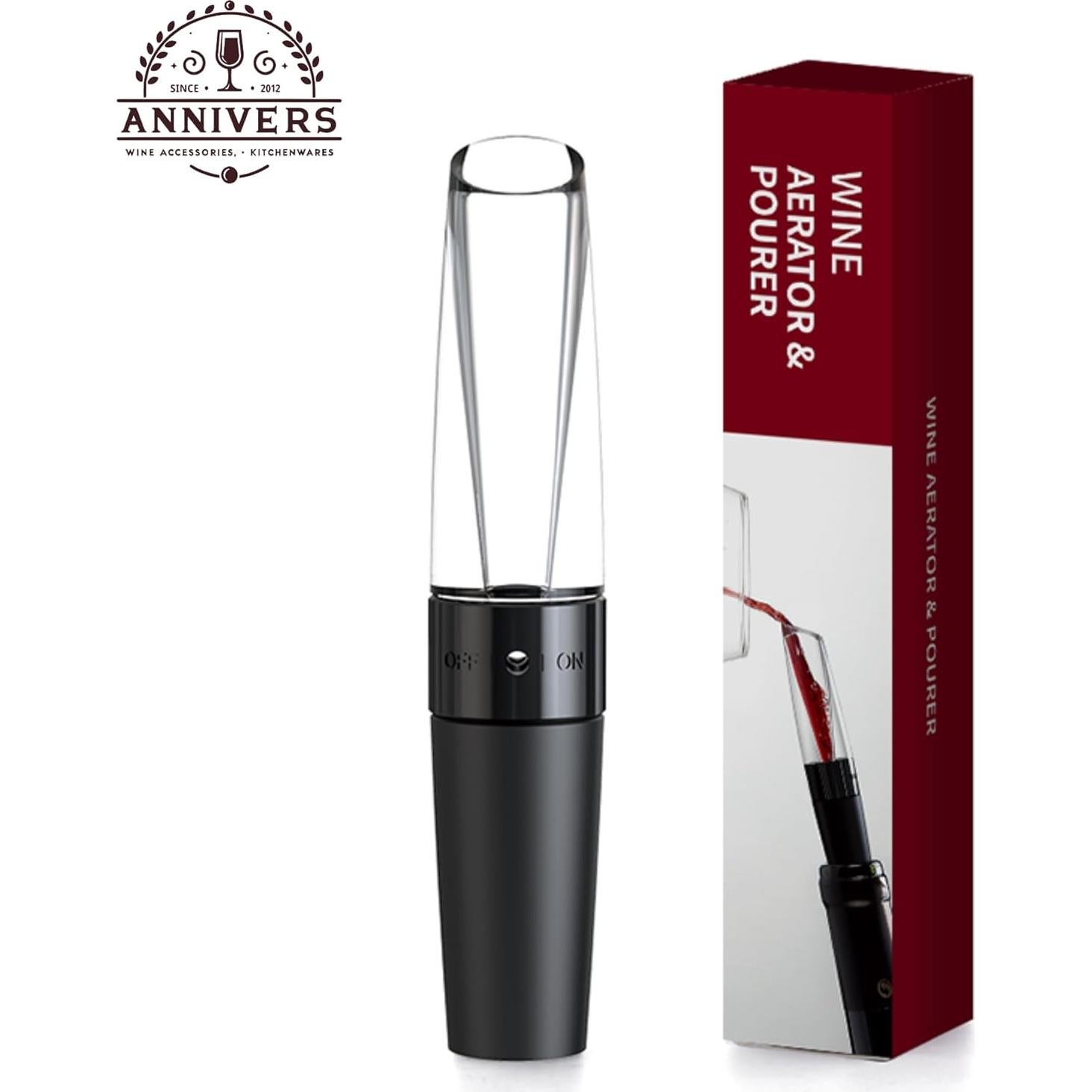 Aireador de Vino ANNIVERS con Válvula y Boquilla Sin Goteo