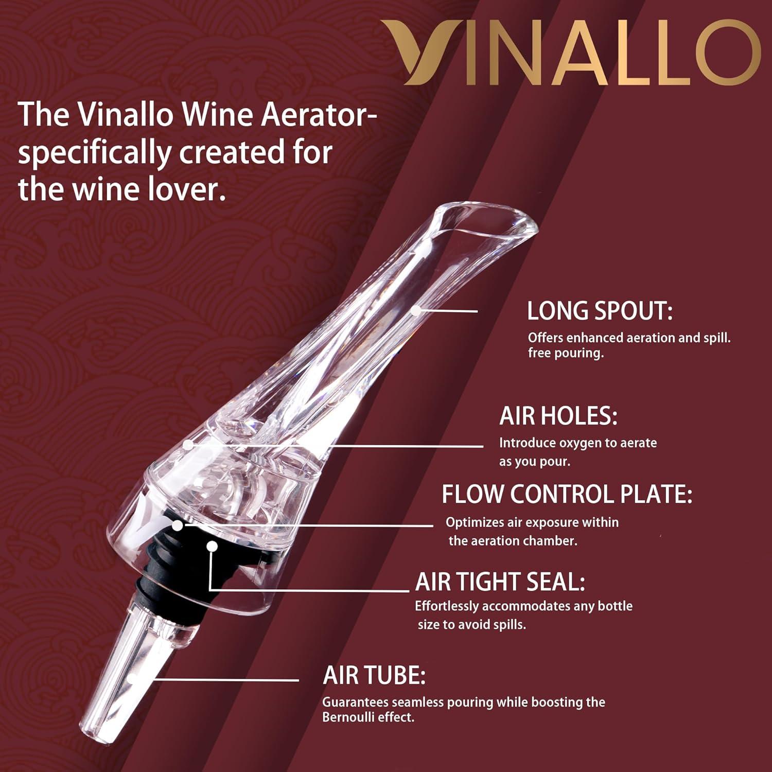 Aerador de Vino VINALLO con Tapón de Silicona Reutilizable