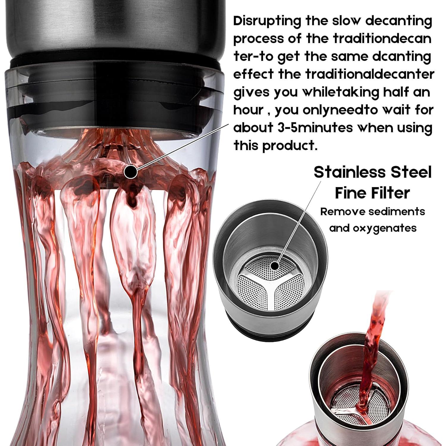 Decantador de Vino VnoPerito 1200ml con Filtro Integrado