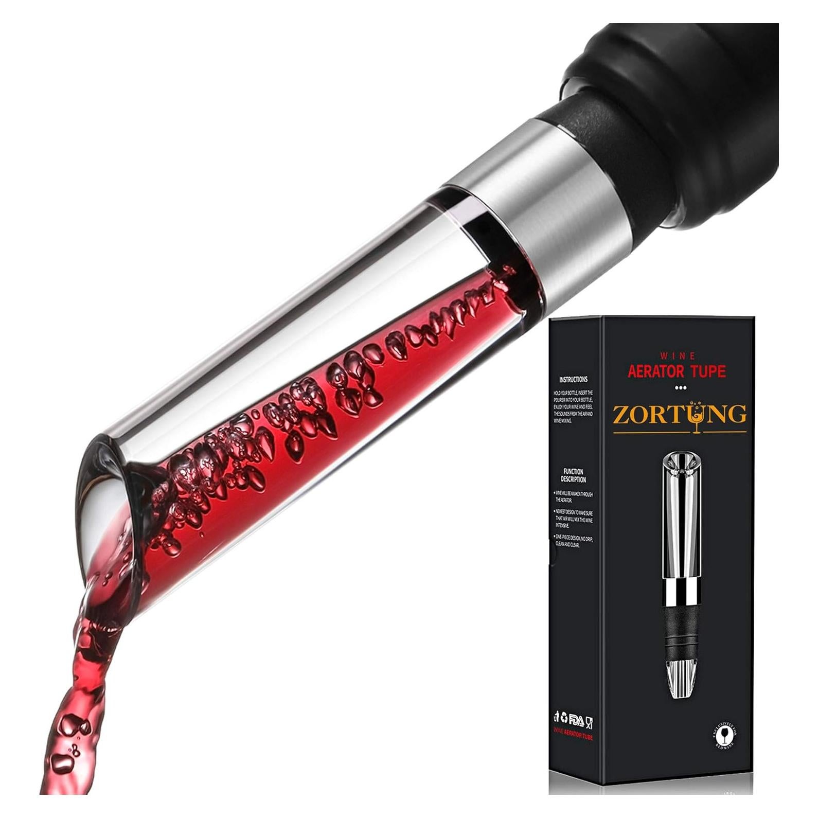Aireador de Vino ZORTUNG Tubo de Acero Inoxidable 17cm