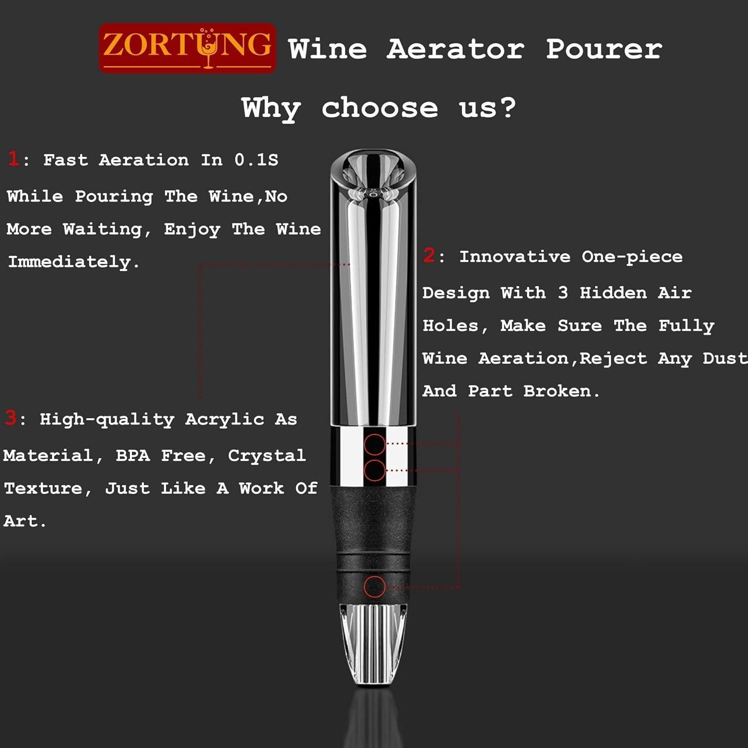 Aireador de Vino ZORTUNG Tubo de Acero Inoxidable 17cm