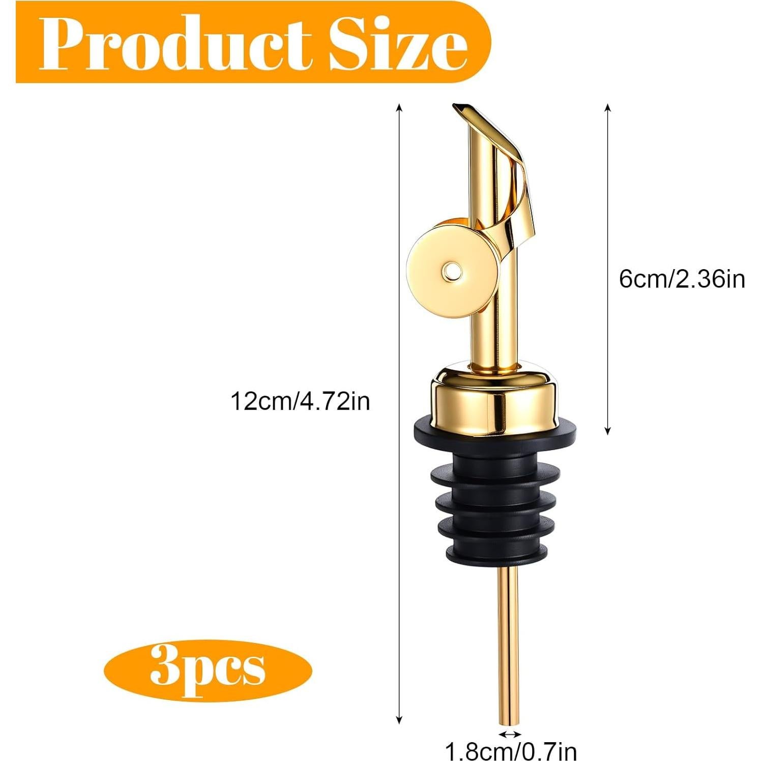 3 Vertedores de Aceite de Oliva Josojoou Dorado Acero Inoxidable