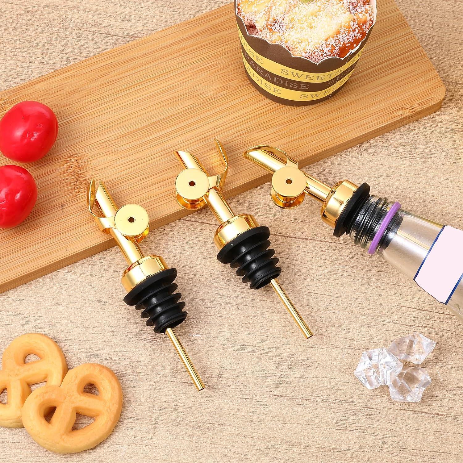 3 Vertedores de Aceite de Oliva Josojoou Dorado Acero Inoxidable