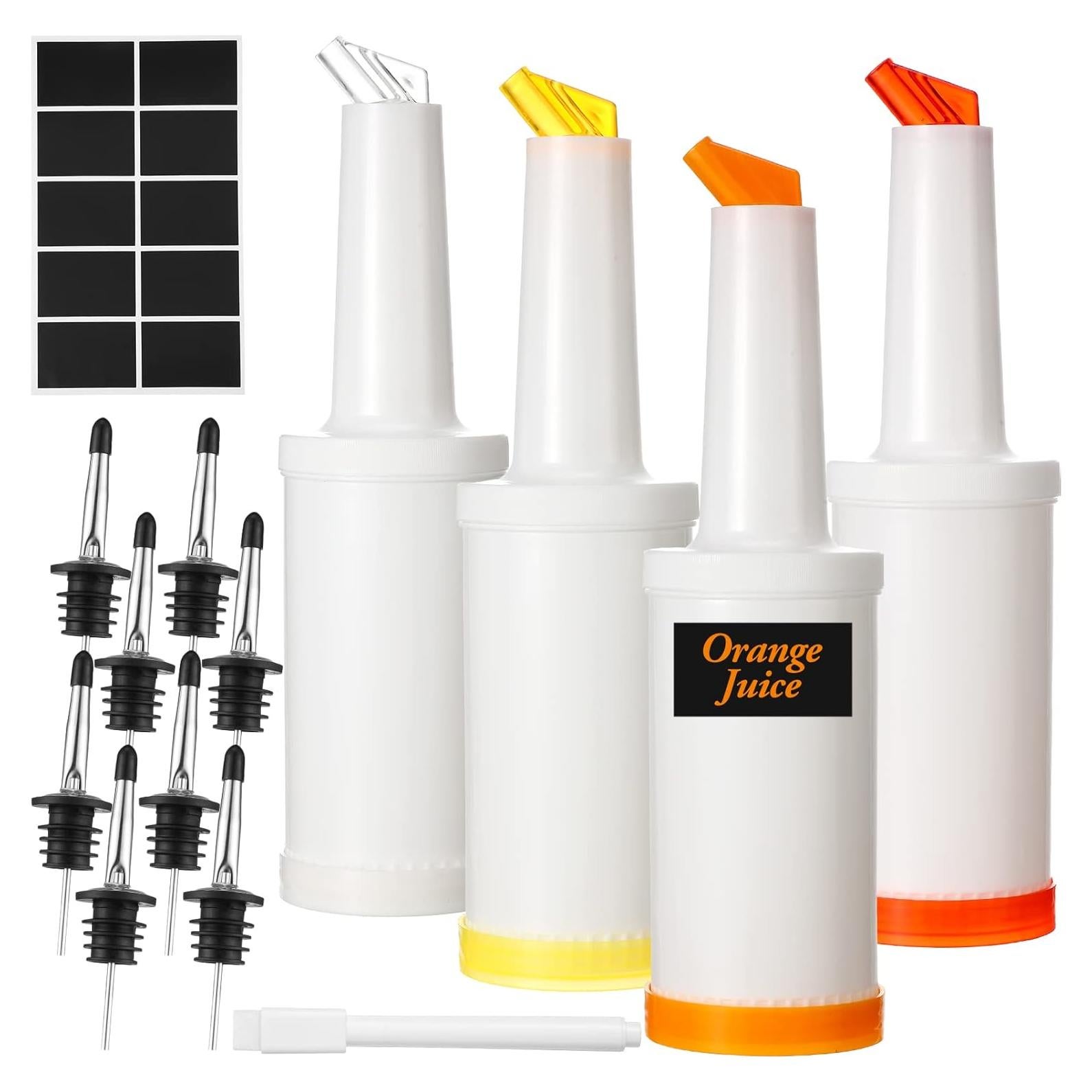 4 Botellas de Vierte Sieral 1L con Vertedores Acero Inoxidable