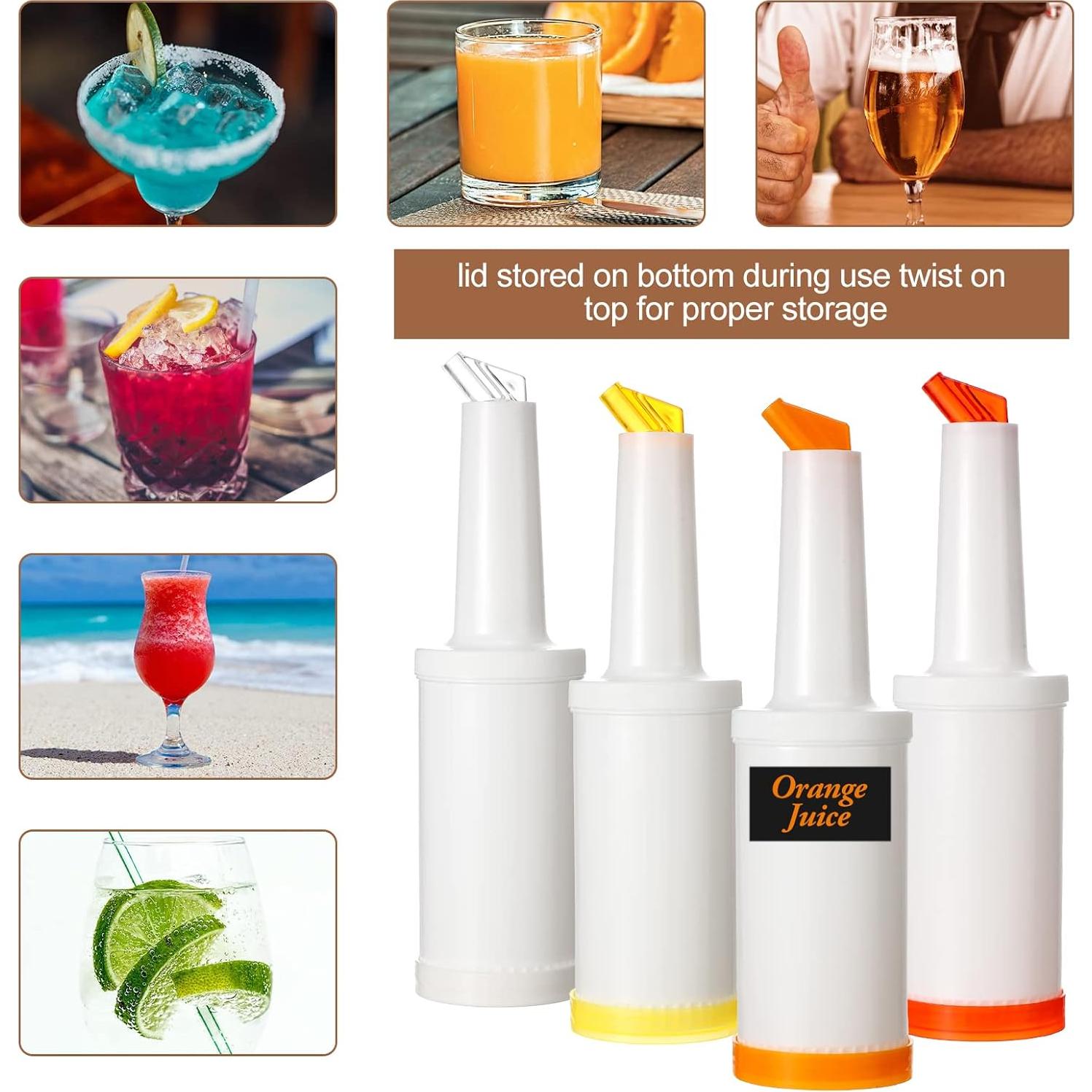 4 Botellas de Vierte Sieral 1L con Vertedores Acero Inoxidable