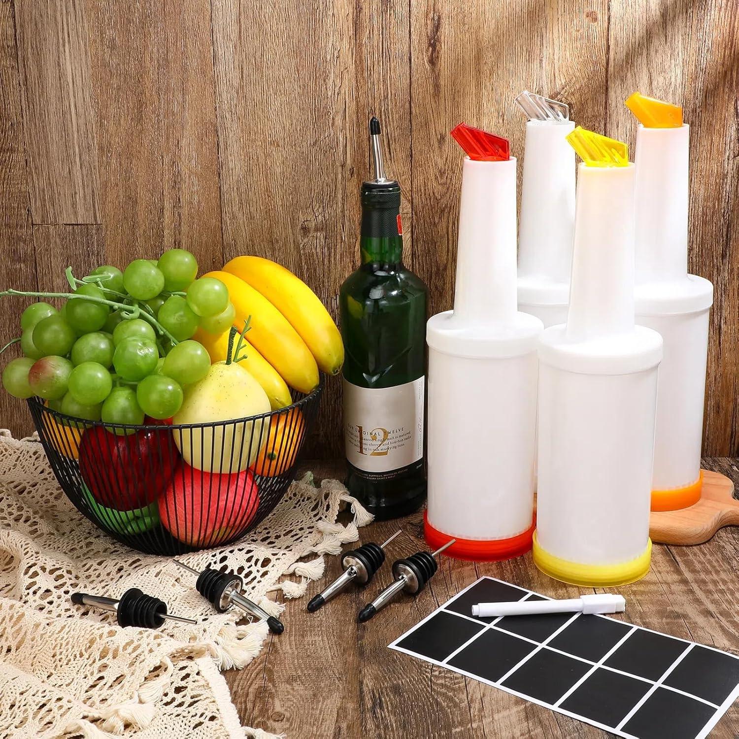 4 Botellas de Vierte Sieral 1L con Vertedores Acero Inoxidable