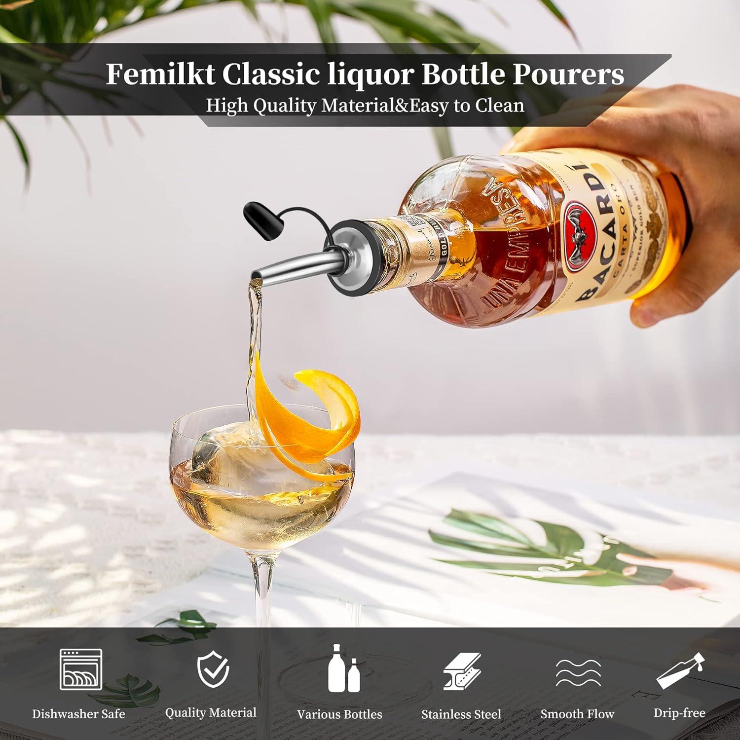 Paquete de 48 vertedores de licor Femilkt de acero inoxidable