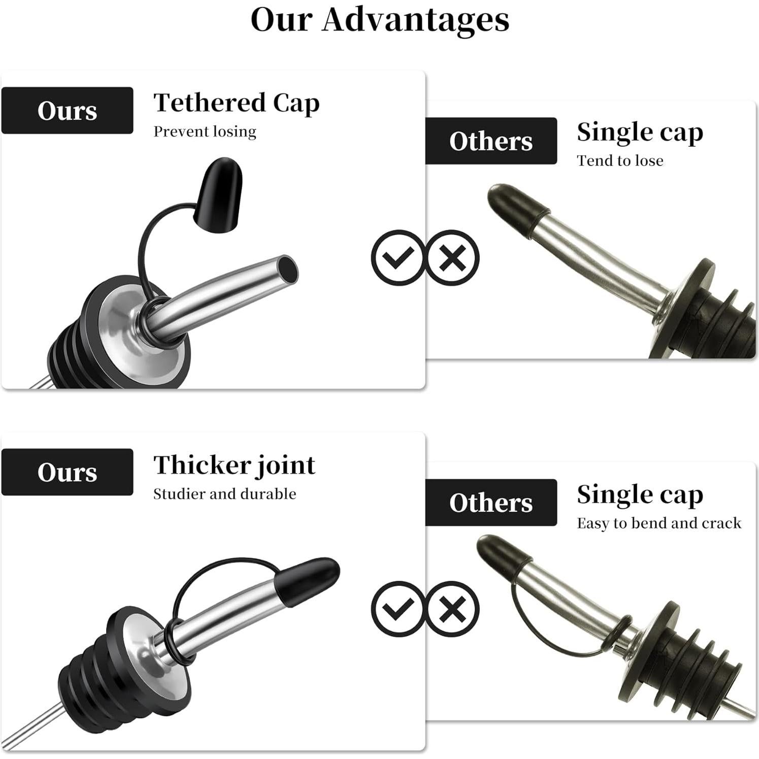 Paquete de 48 vertedores de licor Femilkt de acero inoxidable
