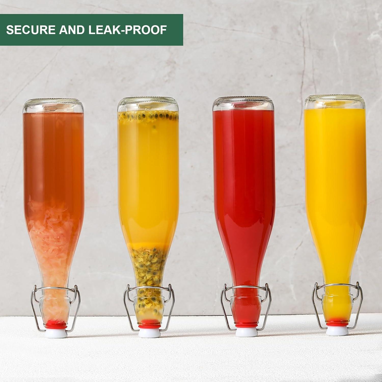 8 Botellas de Vidrio 16oz AOZITA con Tapa Swing Hermética