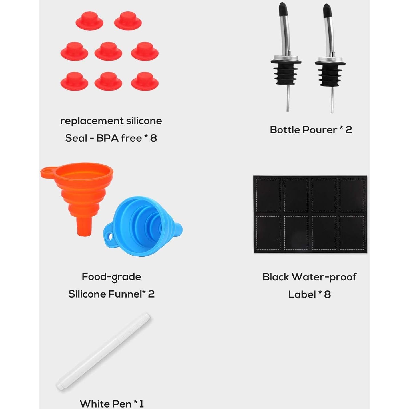 8 Botellas de Vidrio 16oz AOZITA con Tapa Swing Hermética