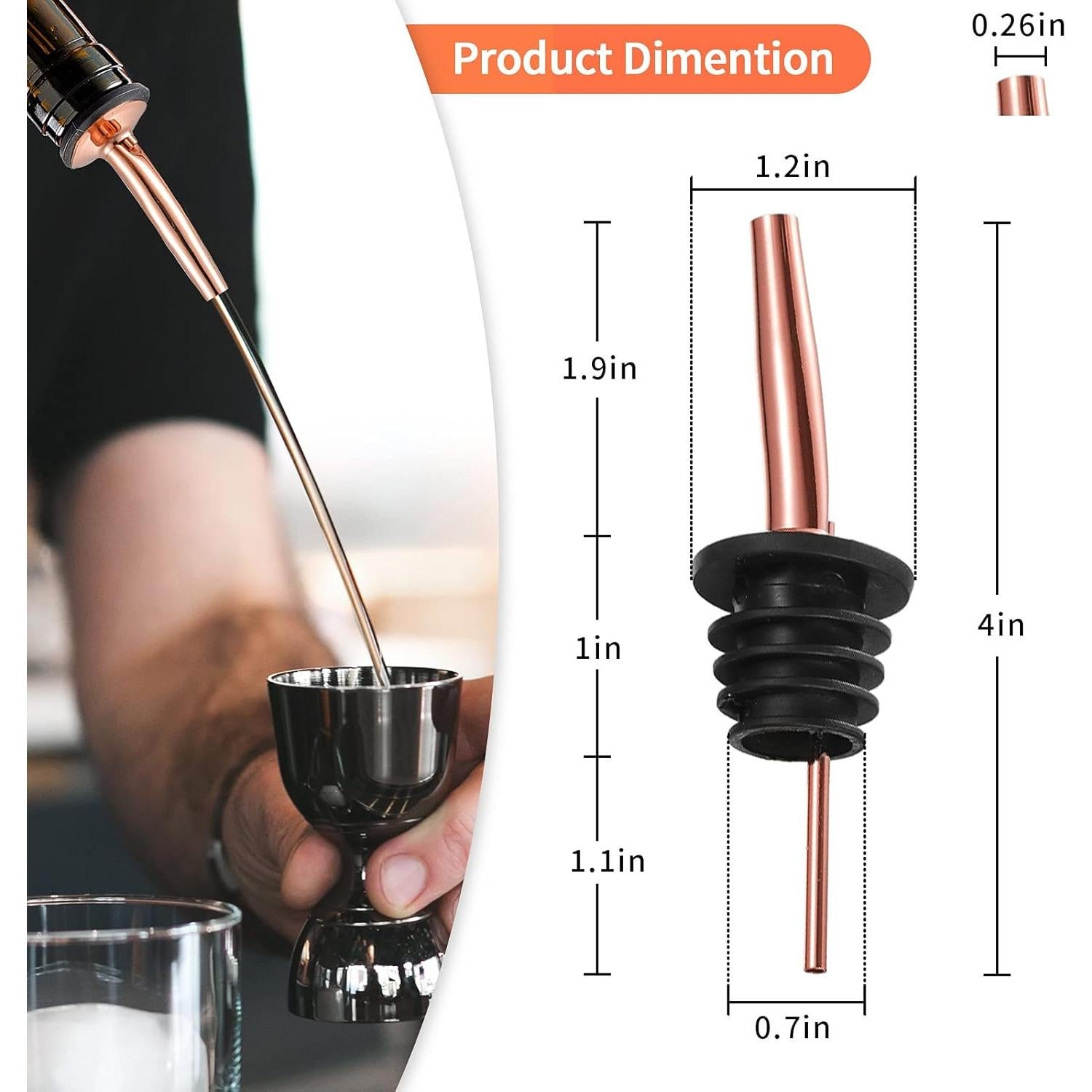 Vertedores de Botellas de Licor Acero Inoxidable Cobre - 8 Piezas