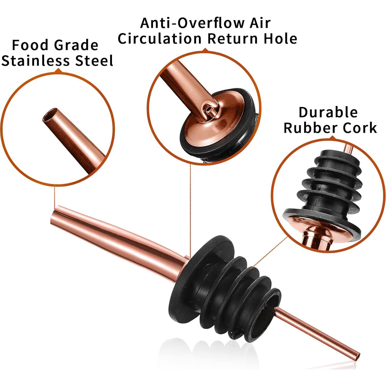 Vertedores de Botellas de Licor Acero Inoxidable Cobre - 8 Piezas