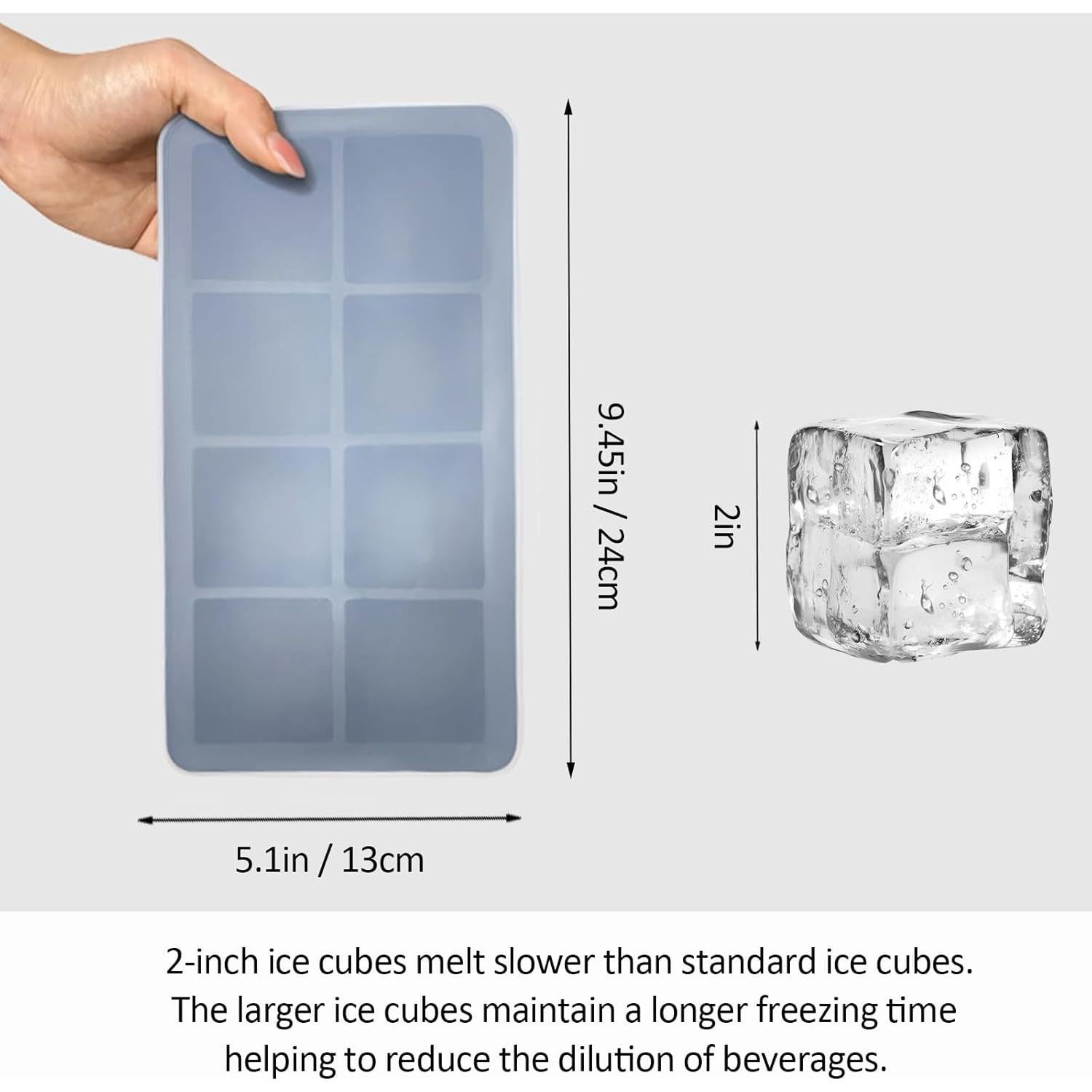 Bandeja de Hielo Silicona HRGNQCT 2" x 8 Moldes Grandes