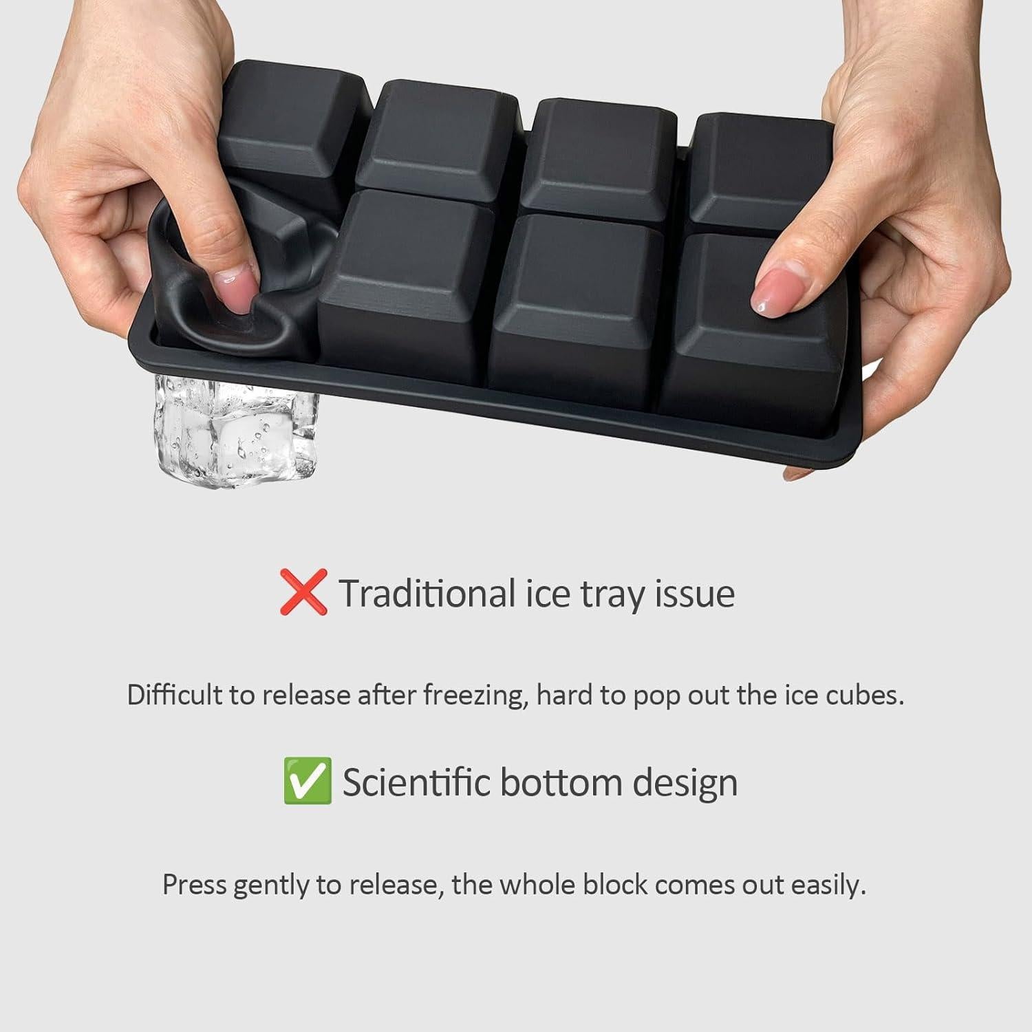 Bandeja de Hielo Silicona HRGNQCT 2" x 8 Moldes Grandes