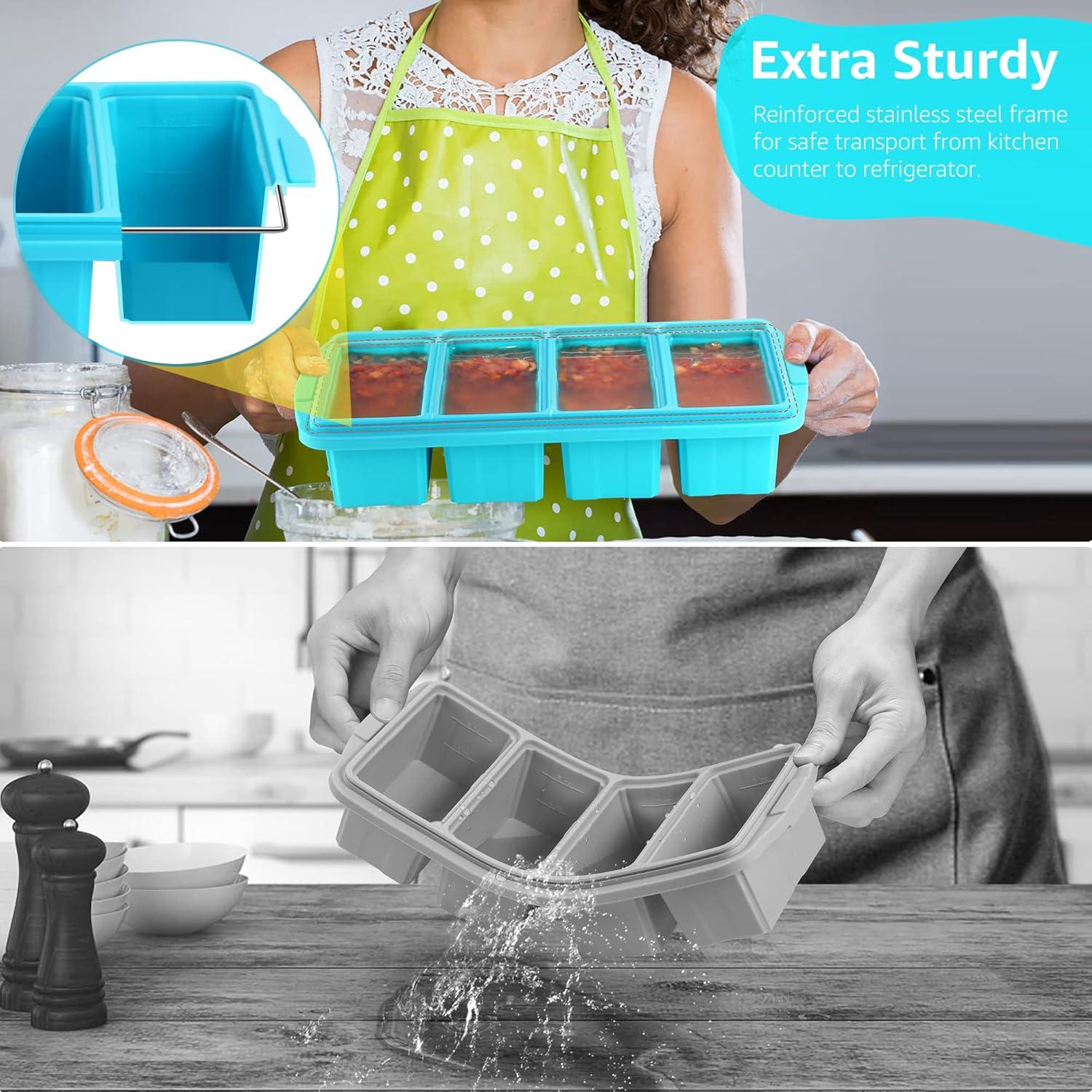 Bandeja de Congelador de Silicona Ztomine 2Pack Aqua 1 Taza