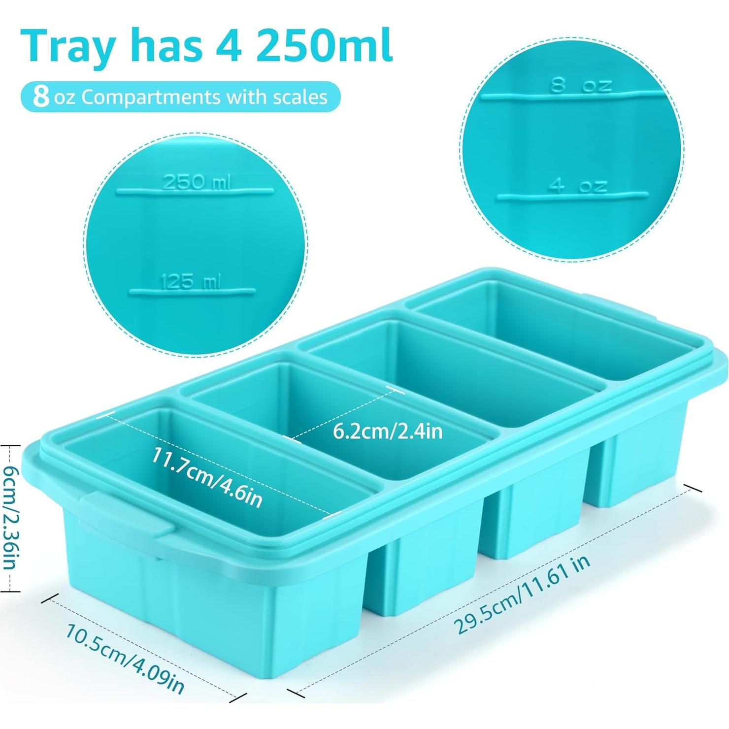 Bandeja de Congelador de Silicona Ztomine 2Pack Aqua 1 Taza