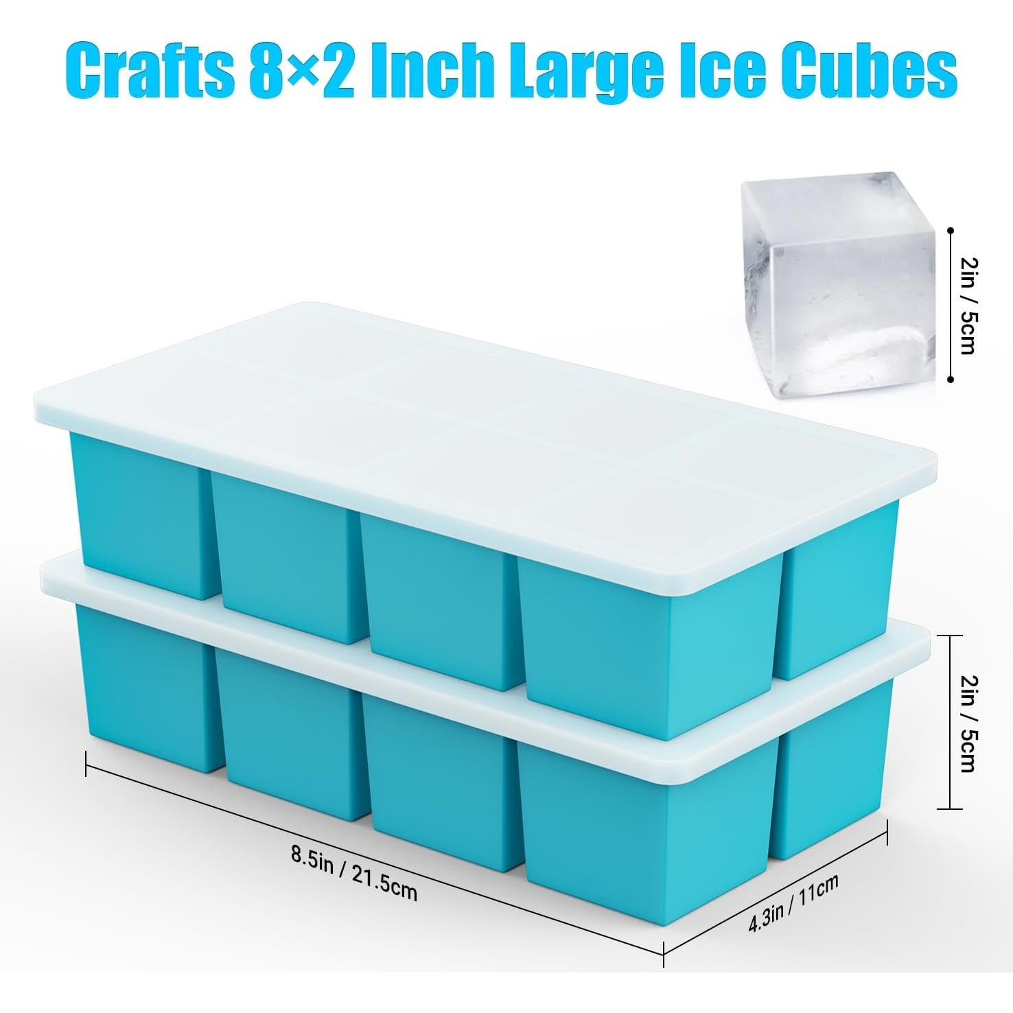 Bandejas de Hielo Grandes FDDAI de Silicona Cuadradas 5.08 cm