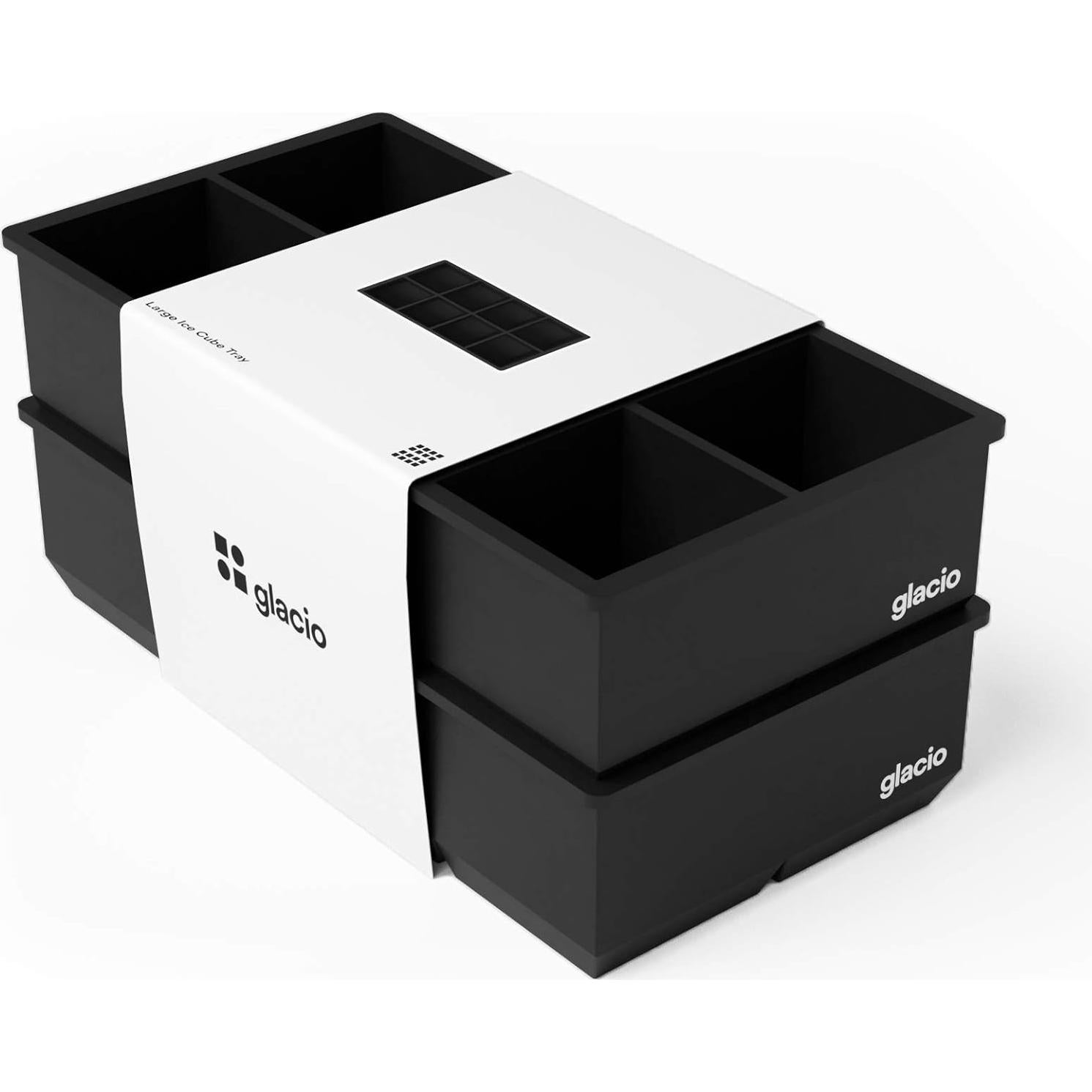 Moldes de Hielo Glacio - 2 Bandejas de Silicona para 8 Cubos Grandes