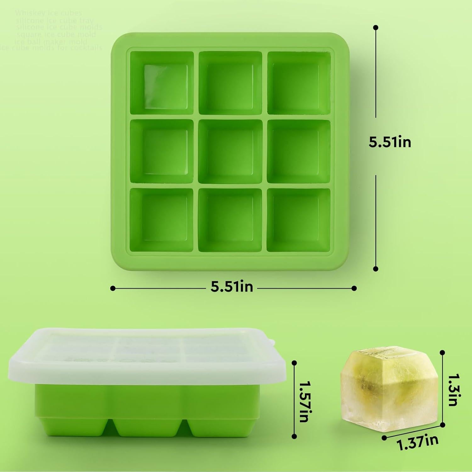 Bandeja de Hielo de Silicona Aibirui con Tapa 13.5x3.5 cm