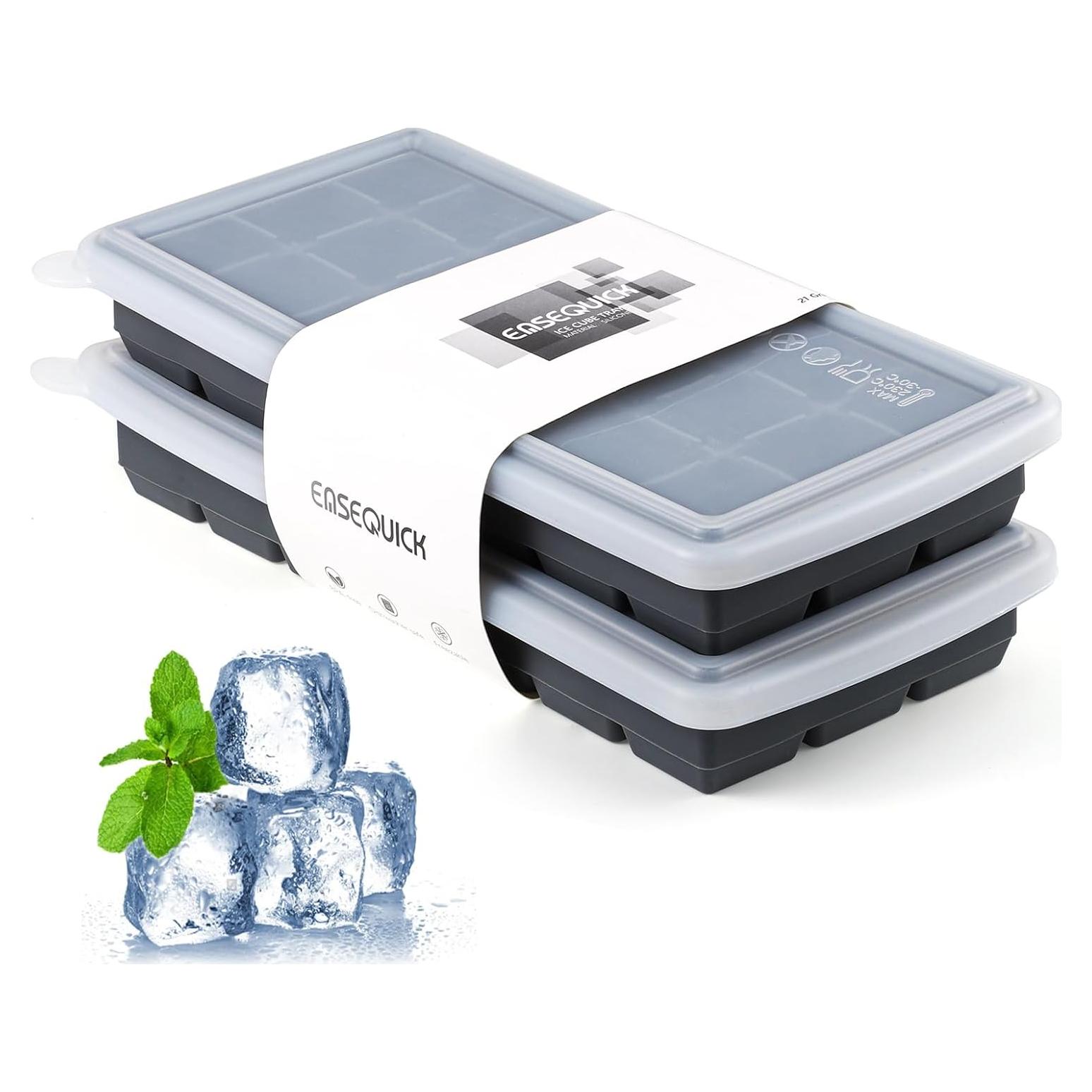 Bandejas de Hielo de Silicona Easequick con Tapa - 2 Piezas, 42 Cubos