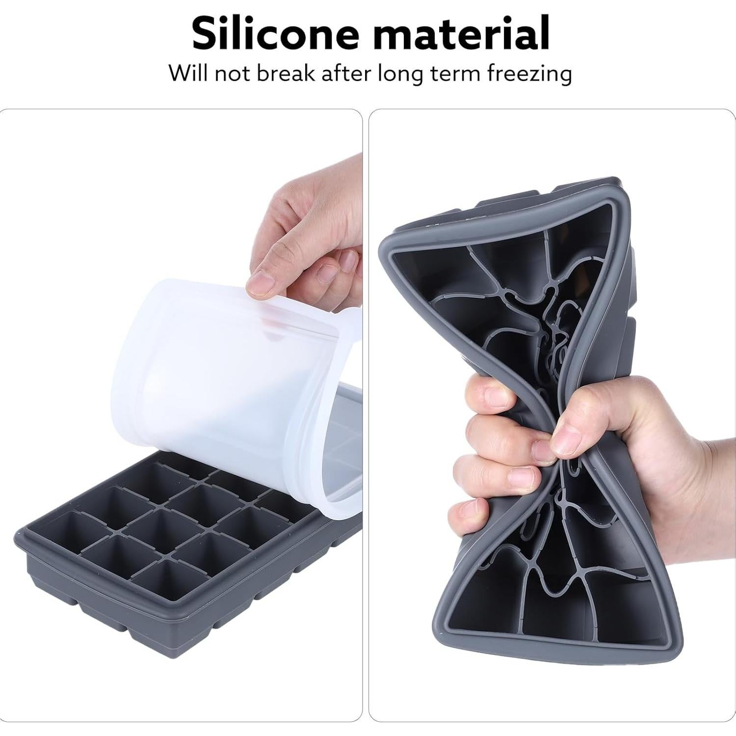 Bandejas de Hielo de Silicona Easequick con Tapa - 2 Piezas, 42 Cubos