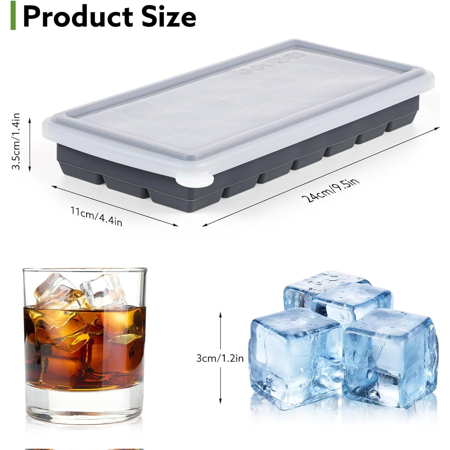 Bandejas de Hielo de Silicona Easequick con Tapa - 2 Piezas, 42 Cubos