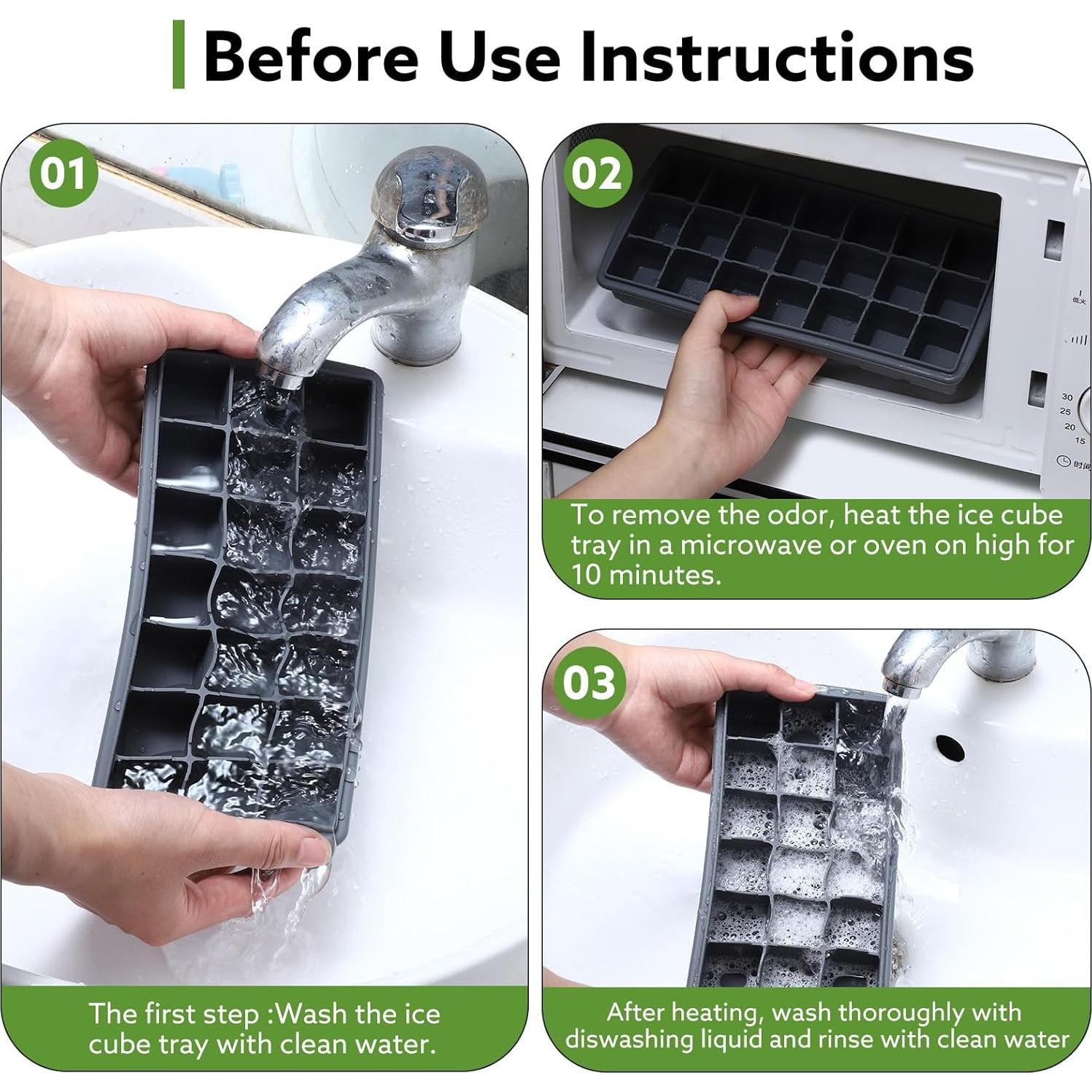 Bandejas de Hielo de Silicona Easequick con Tapa - 2 Piezas, 42 Cubos