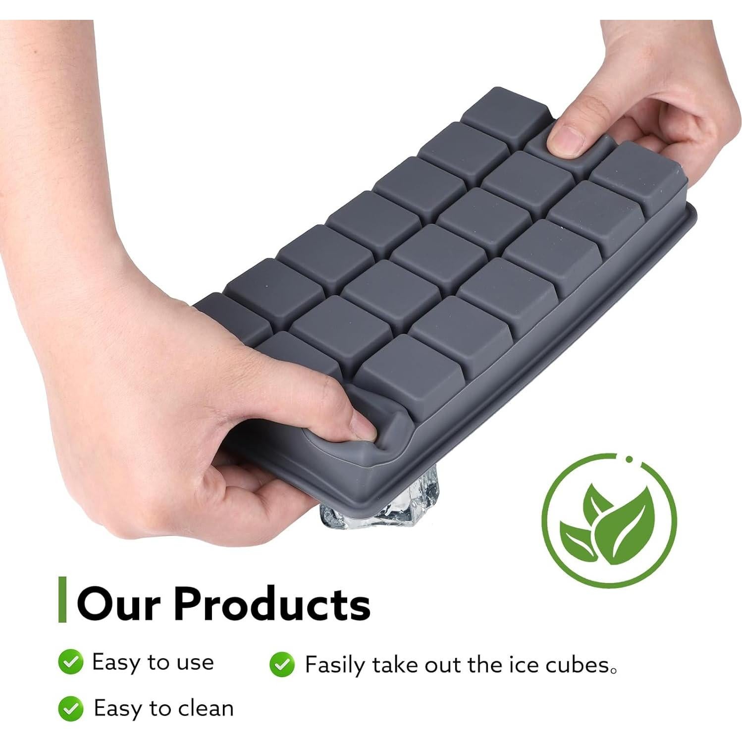 Bandejas de Hielo de Silicona Easequick con Tapa - 2 Piezas, 42 Cubos