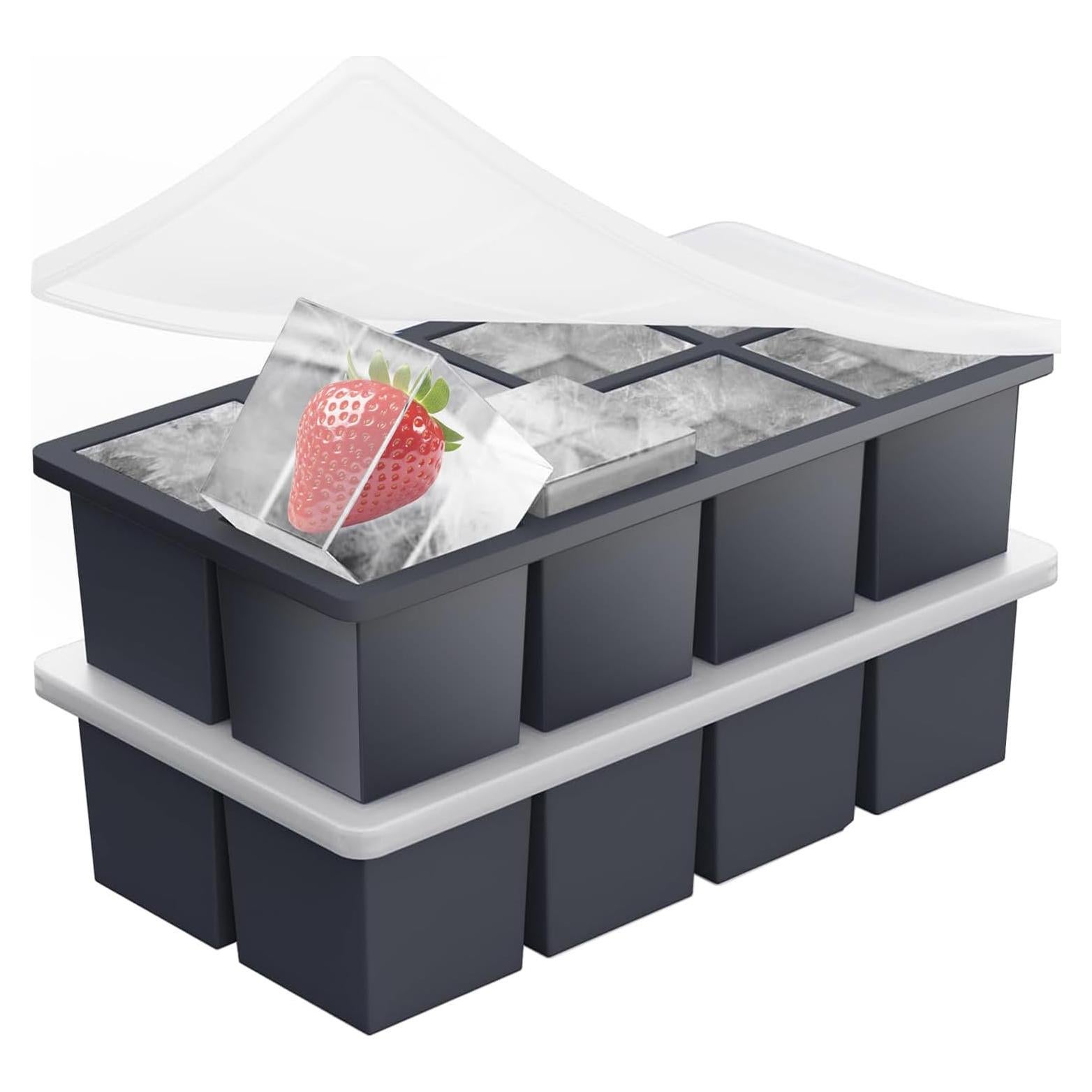 Juego de 2 bandejas de hielo Azosowo con tapa apilables