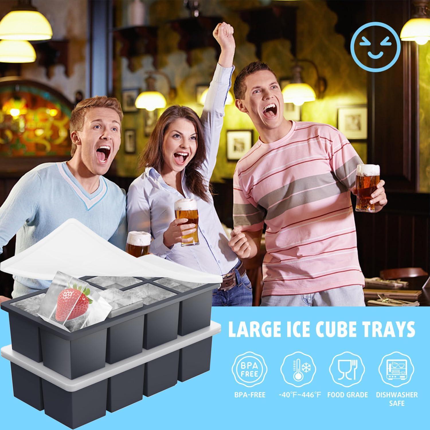 Juego de 2 bandejas de hielo Azosowo con tapa apilables