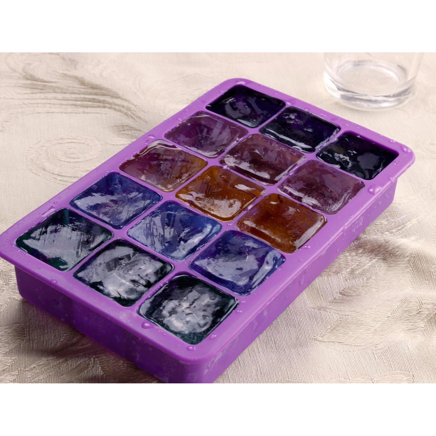 Molde de Hielo Elbee Home 2 Piezas Silicona Flexible 30 Cubos Morado