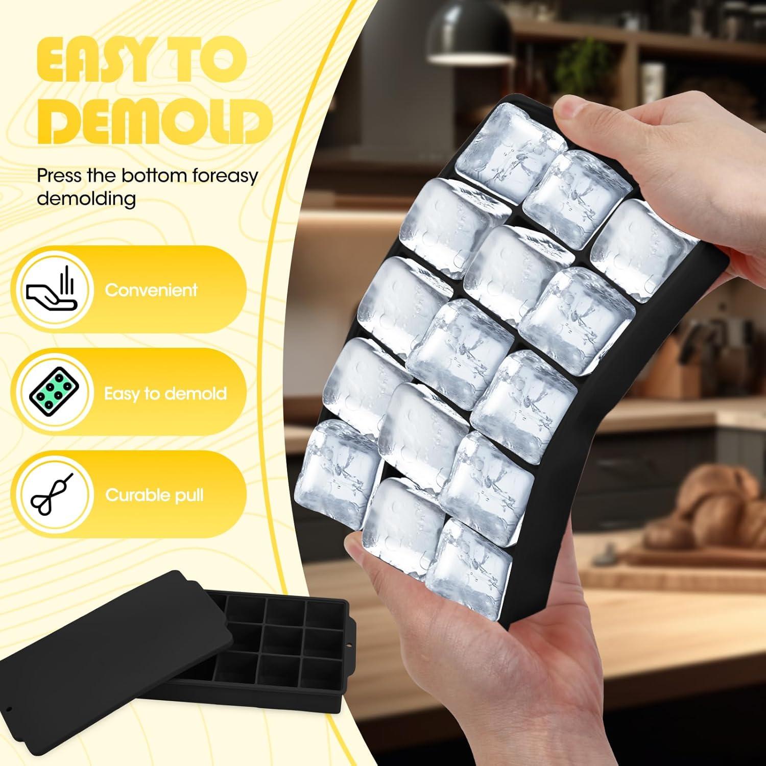 Bandeja de Hielo Silicona LHJJJL 15 Cubos Apilable Negra