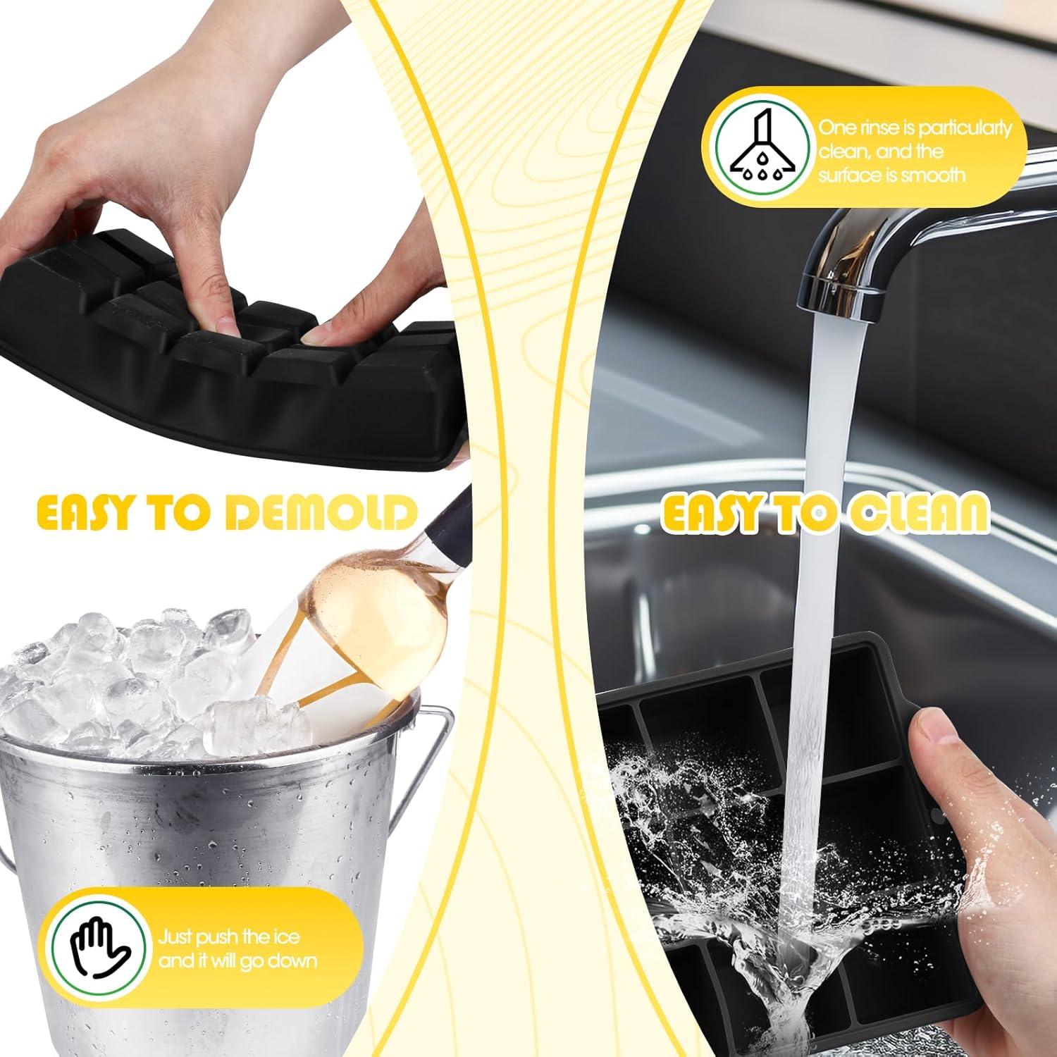 Bandeja de Hielo Silicona LHJJJL 15 Cubos Apilable Negra