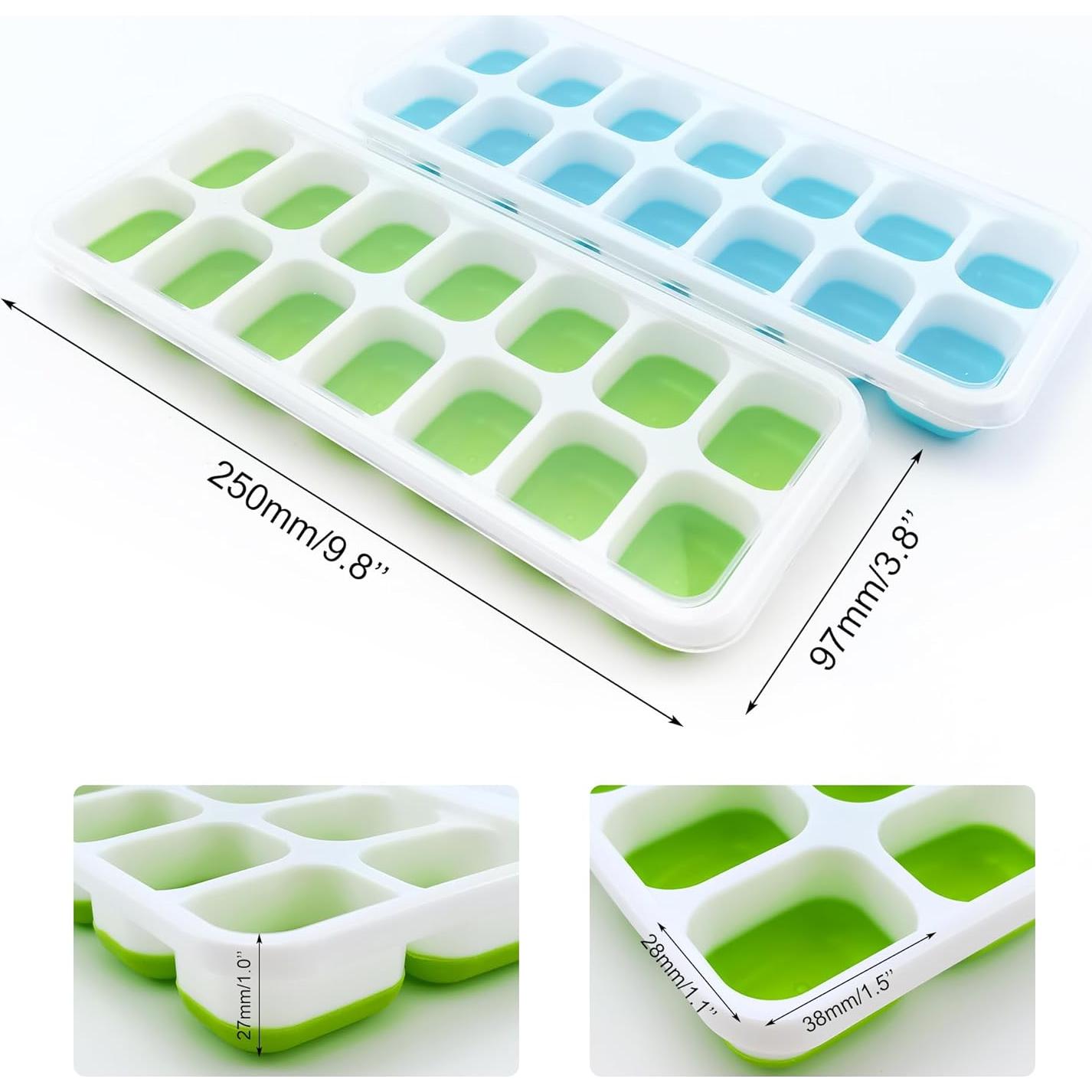 Bandejas de Hielo Juxiamal 2 PCS con Tapas 14 Moldes