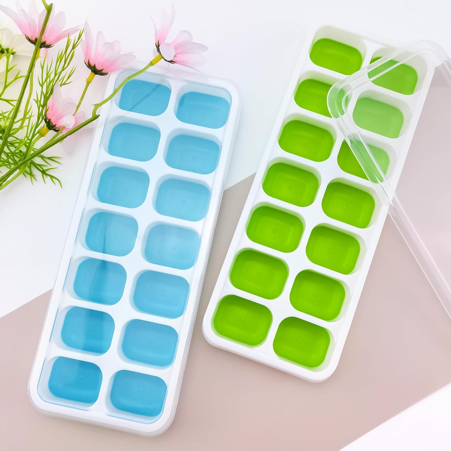 Bandejas de Hielo Juxiamal 2 PCS con Tapas 14 Moldes