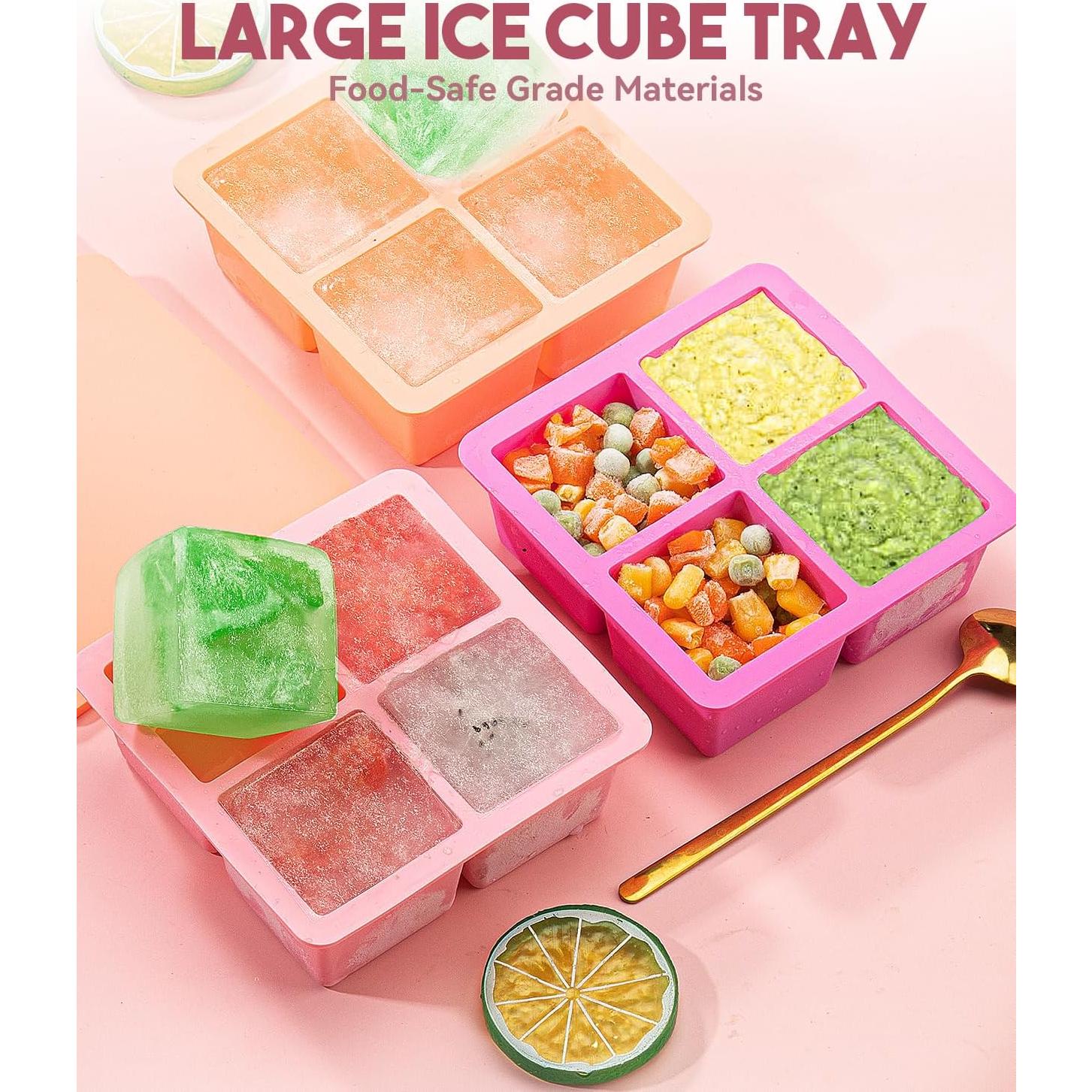 Paquete de 3 bandejas de silicona Lxndaser para cubos de hielo