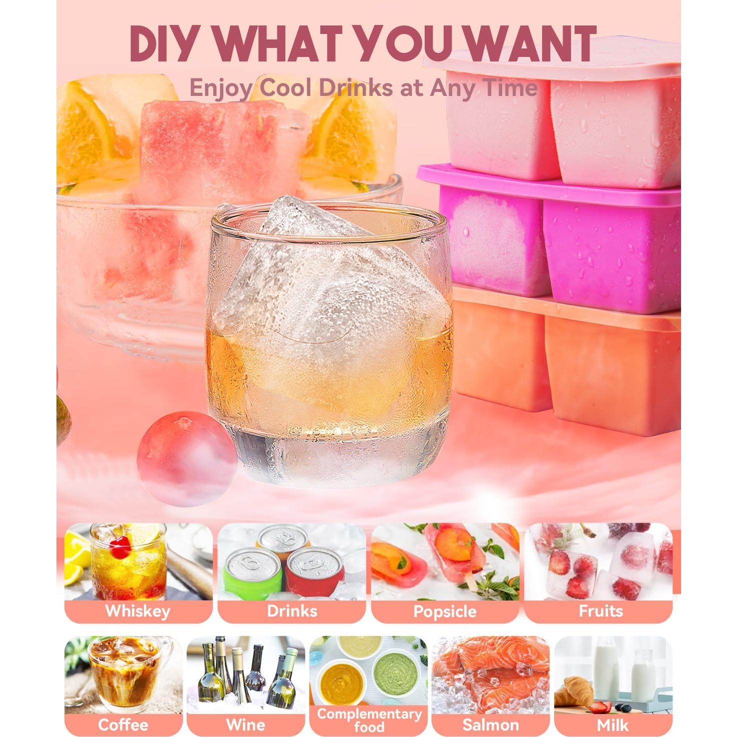 Paquete de 3 bandejas de silicona Lxndaser para cubos de hielo