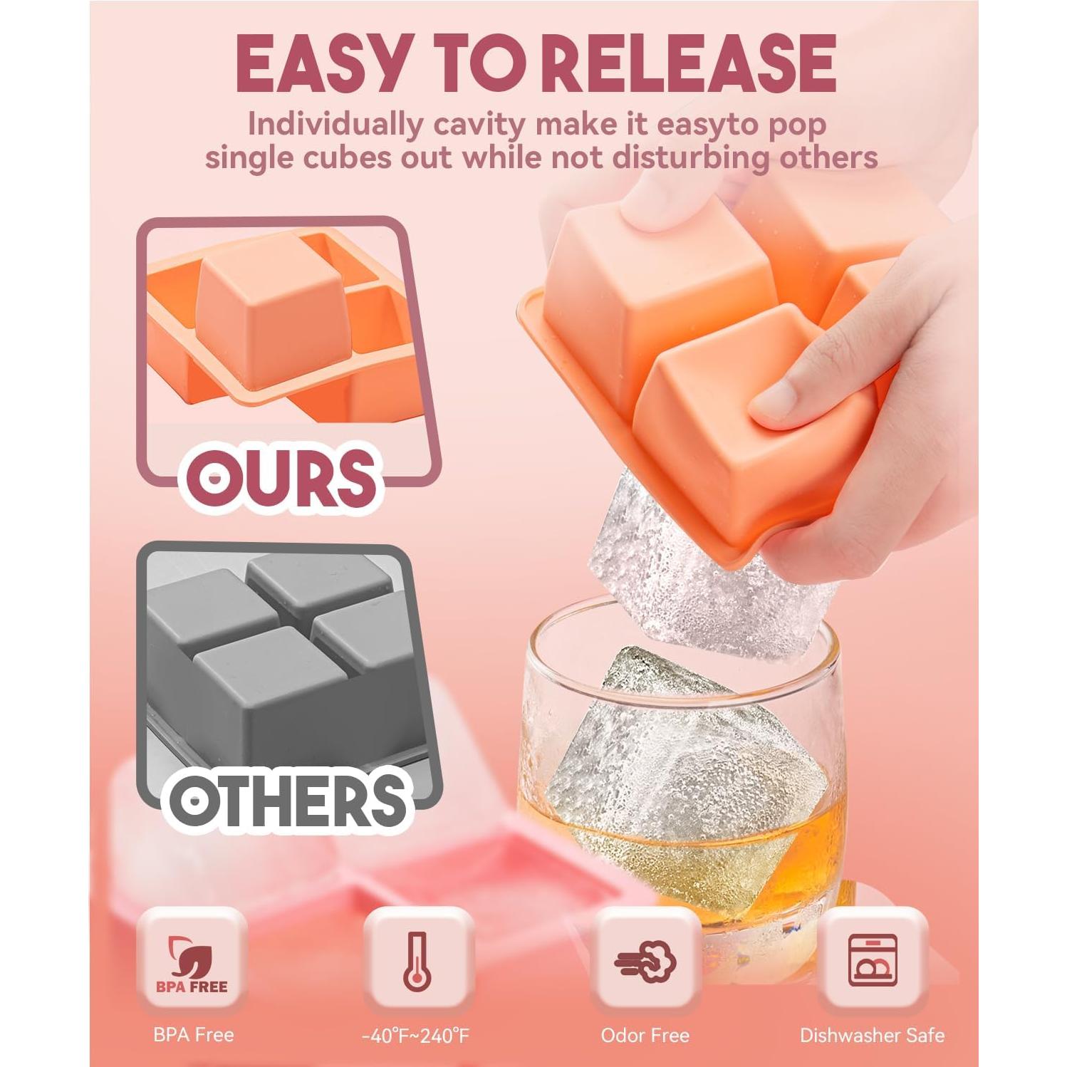 Paquete de 3 bandejas de silicona Lxndaser para cubos de hielo