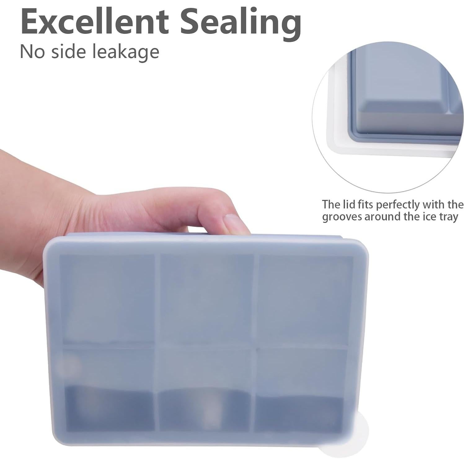 Bandeja de Hielo EOKPHULL 3 Moldes Silicona con Tapa 6 Cubos