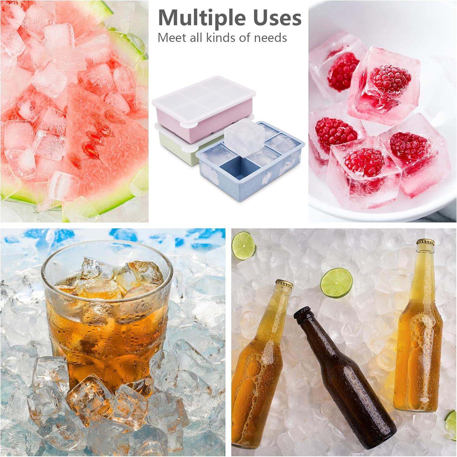 Bandeja de Hielo EOKPHULL 3 Moldes Silicona con Tapa 6 Cubos