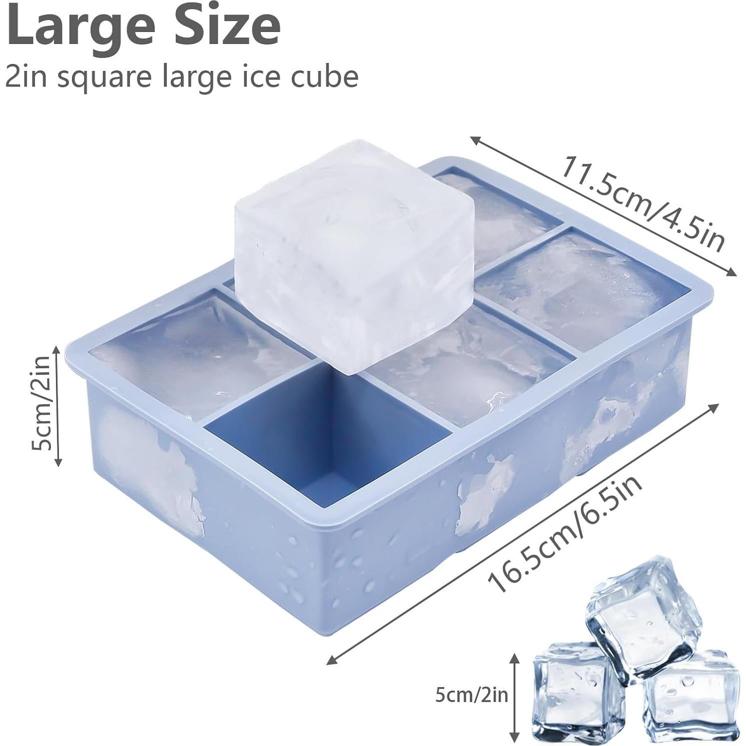 Bandeja de Hielo EOKPHULL 3 Moldes Silicona con Tapa 6 Cubos