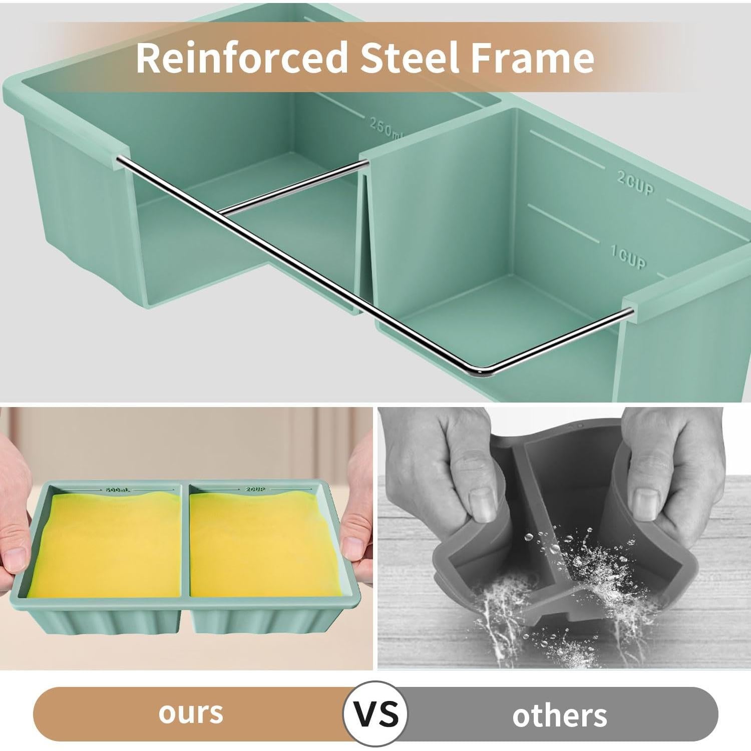 Bandeja de Congelador de Silicona GGOW 2 Tazas Verde