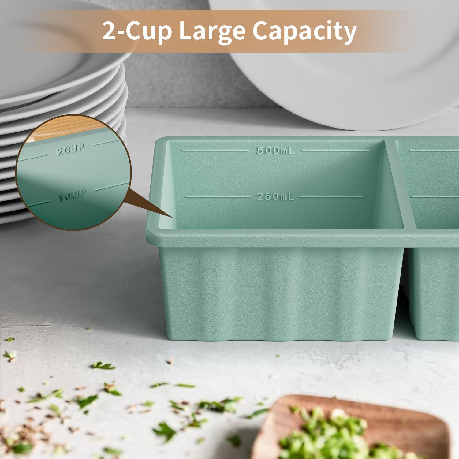 Bandeja de Congelador de Silicona GGOW 2 Tazas Verde