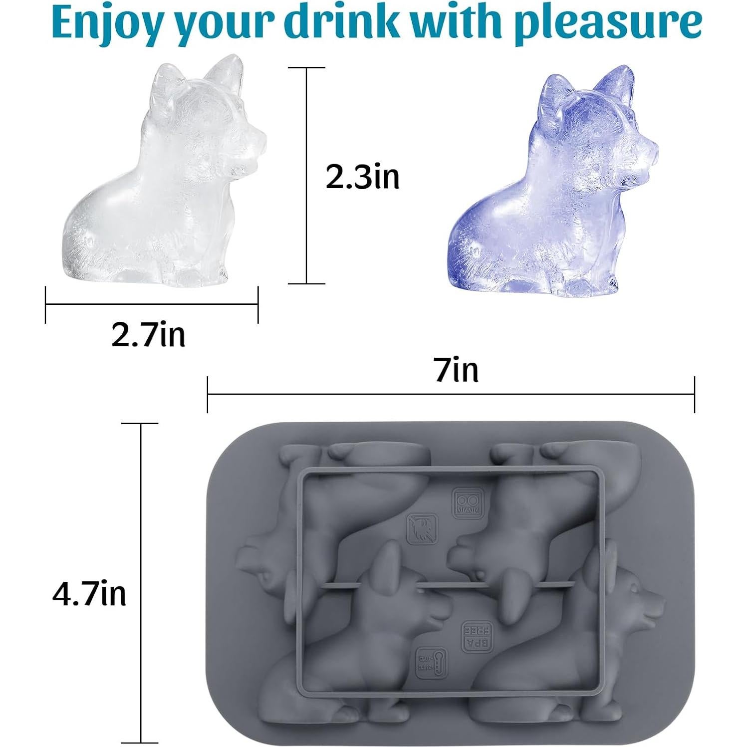 Bandeja de Hielo Grande Qomamount Corgi Silicona Libre BPA