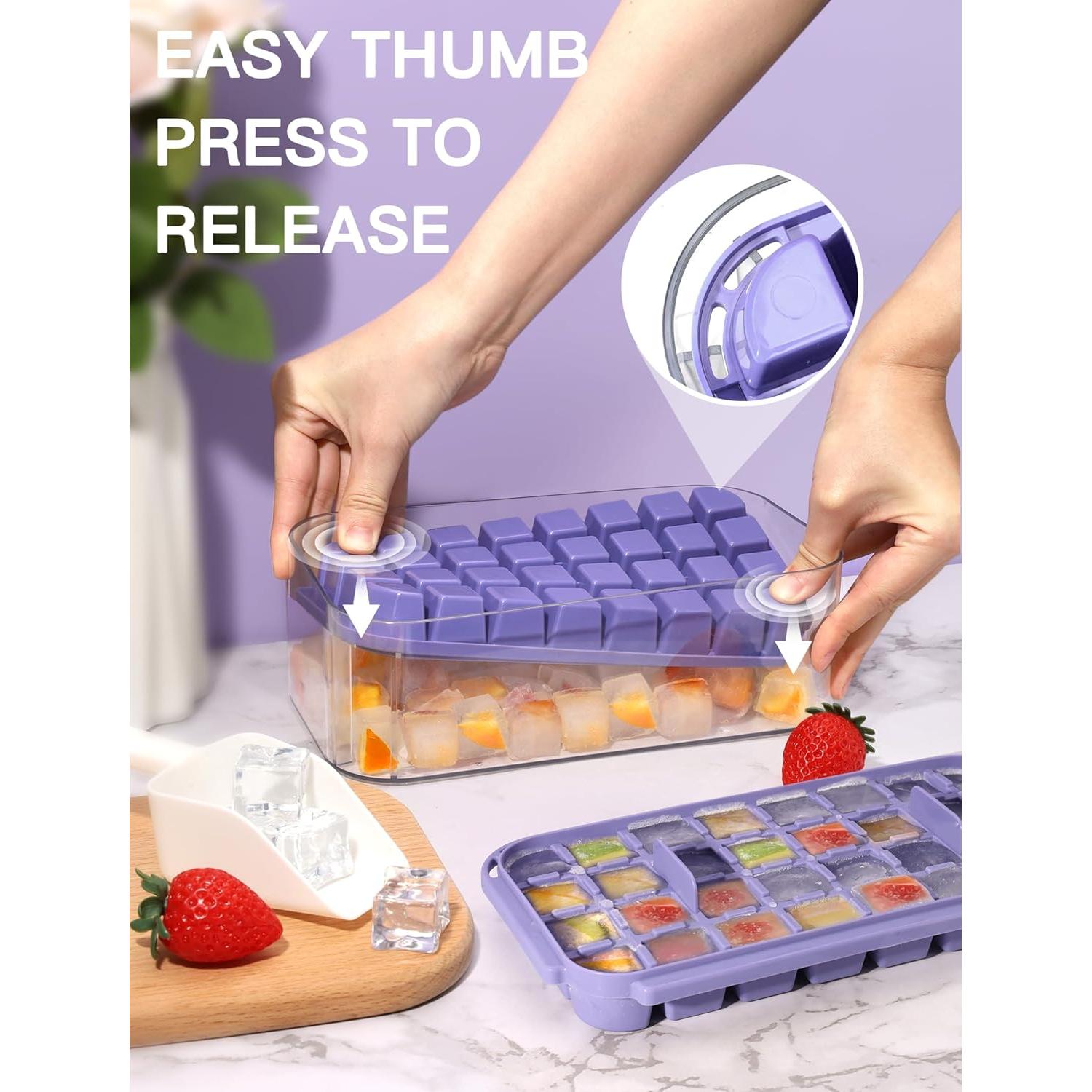 Bandeja de Hielo Doonly con Tapa y Contenedor, 64 Cubos