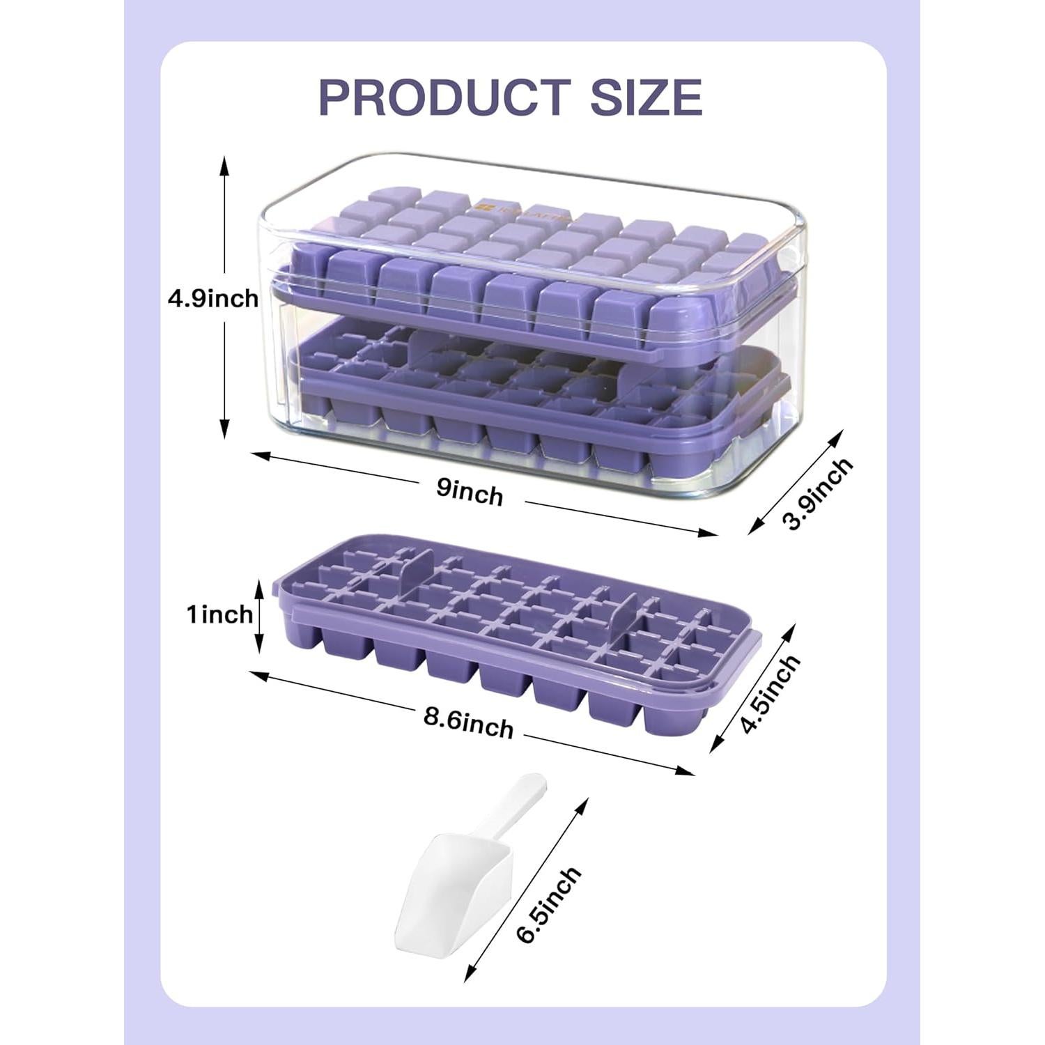 Bandeja de Hielo Doonly con Tapa y Contenedor, 64 Cubos