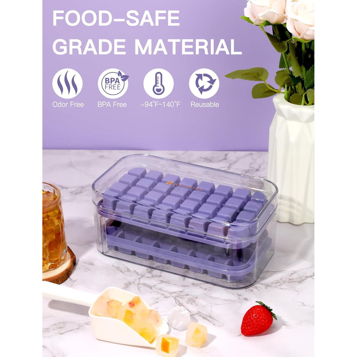 Bandeja de Hielo Doonly con Tapa y Contenedor, 64 Cubos