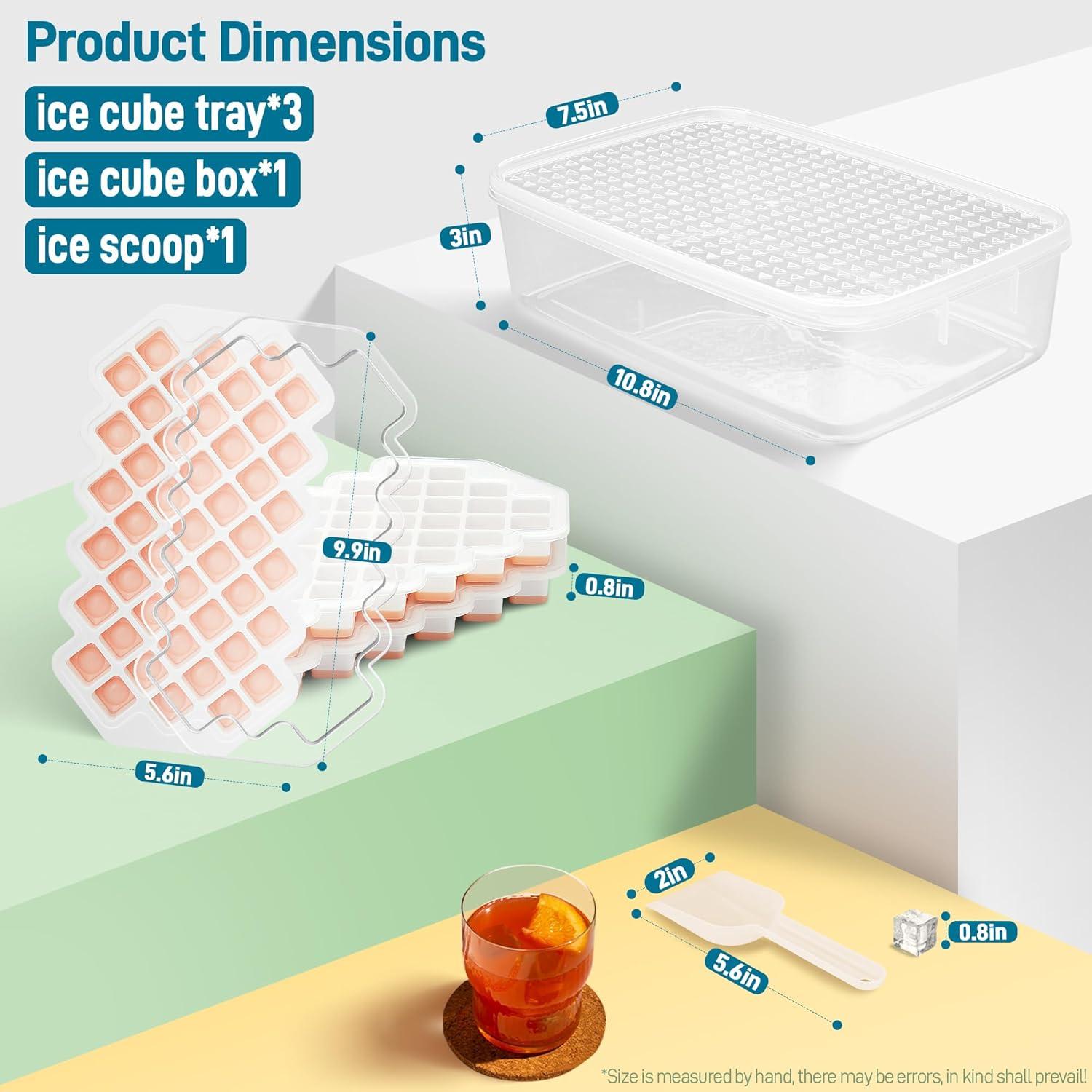 Molde de Cubos de Hielo Waybesty 3 Piezas Silicona 24.1x15cm