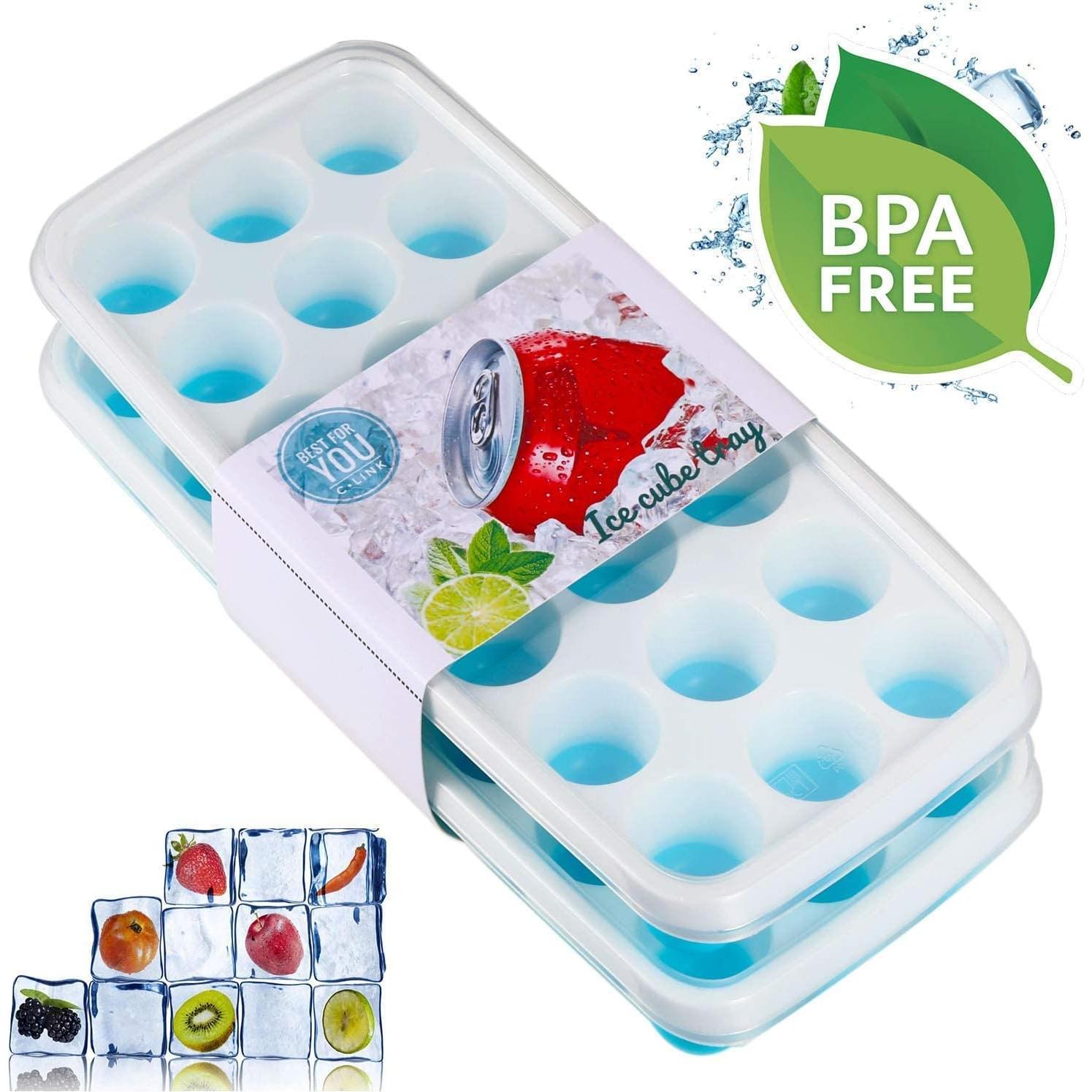 Bandejas de Hielo Clink - Silicona, 2 Piezas, 42 Cubos, Azul